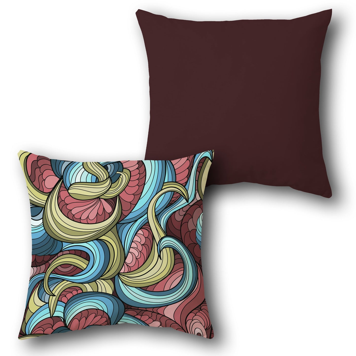 Swirling Waves Design Single Cushion (Front & Back)