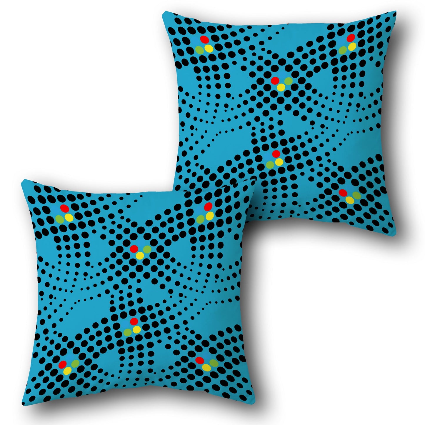 Polka Dot Swirl Design Single Cushion (Front & Back)