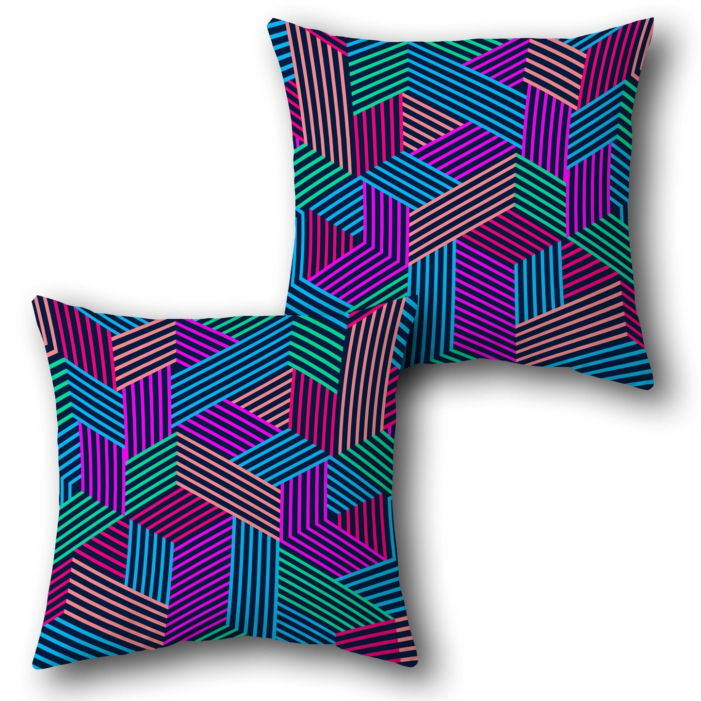 Neon Prism Design Single Cushion (Front & Back)