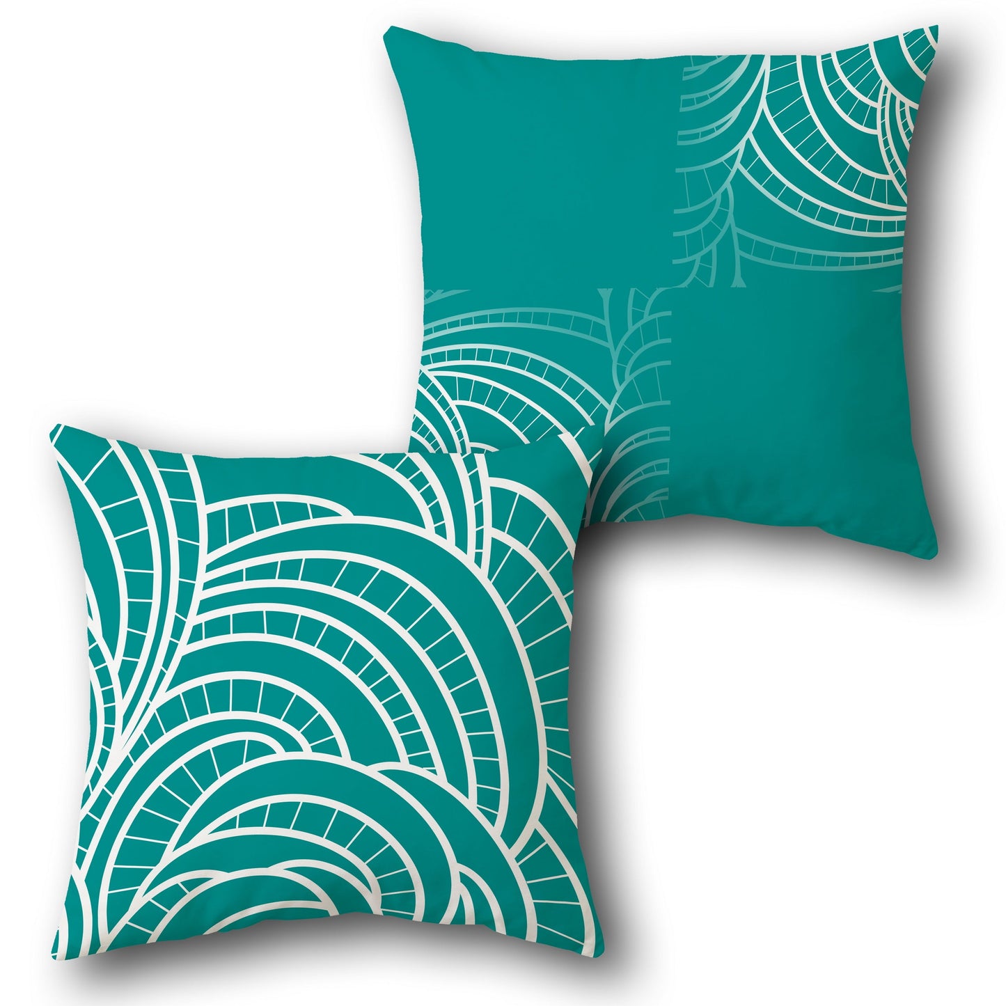 Modern Teal & White Abstract Design Single Cushion (Front & Back)