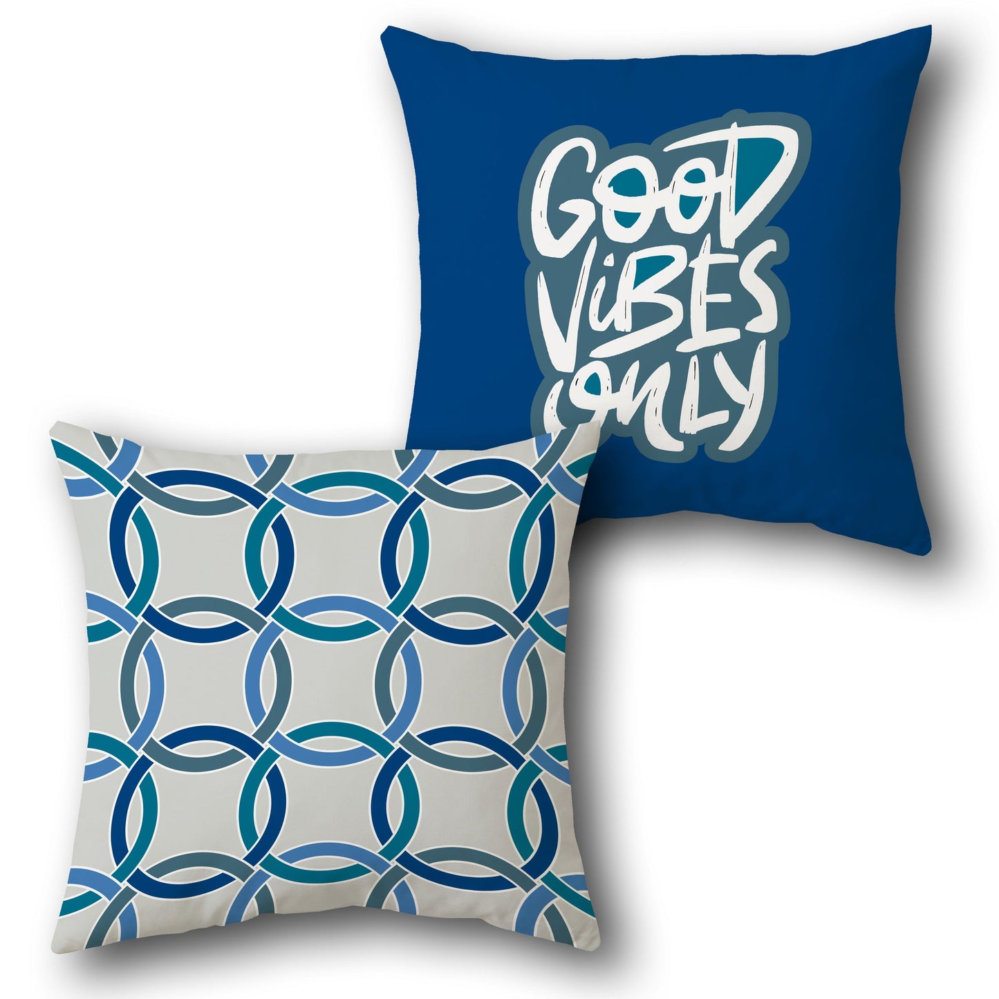 Good Vibes Only Printed - Modern Typography & Geometric Design Single Cushion (Front & Back)