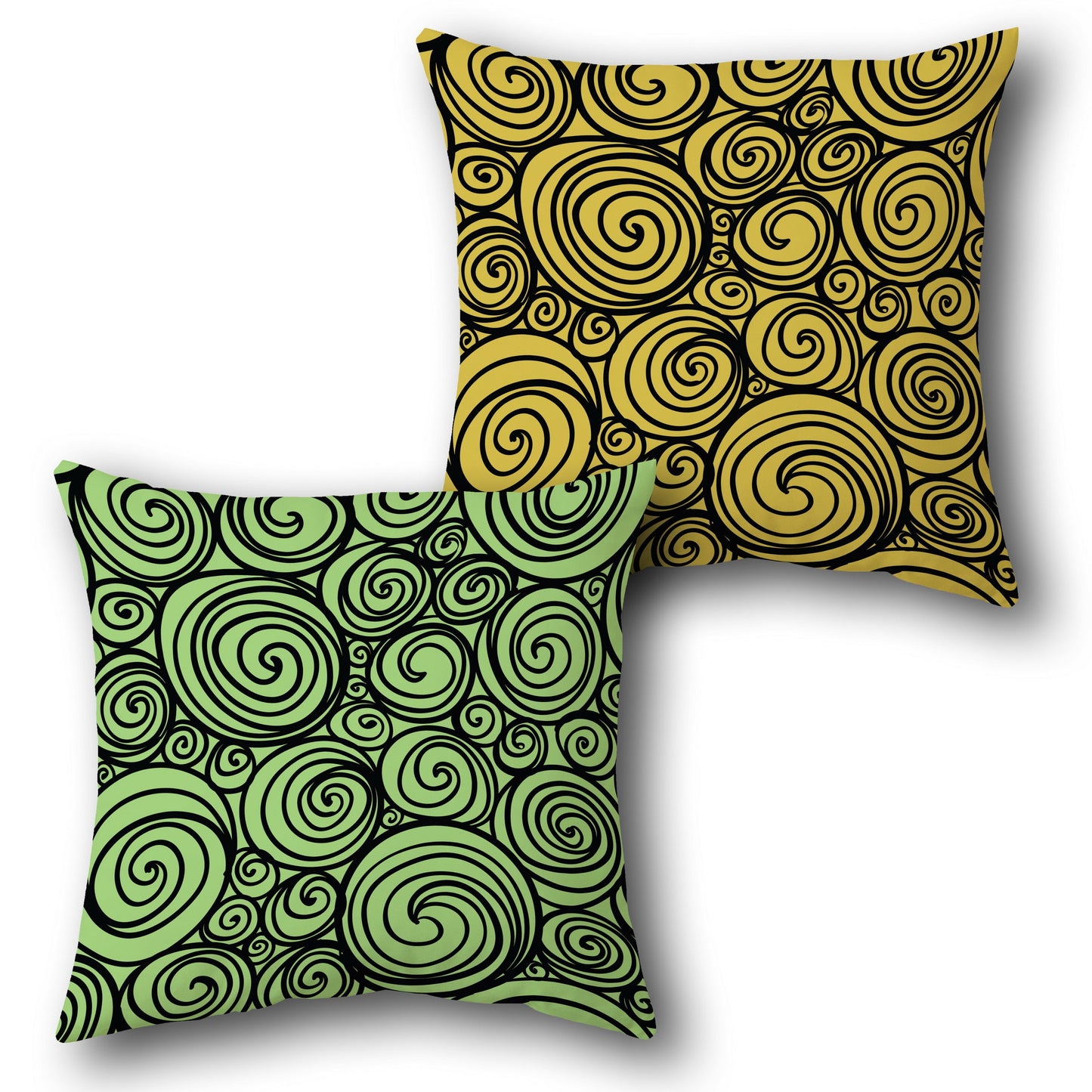 Whirlwind Swirl - Vibrant Spiral Art in Green & Yellow Design Single Cushion (Front & Back)