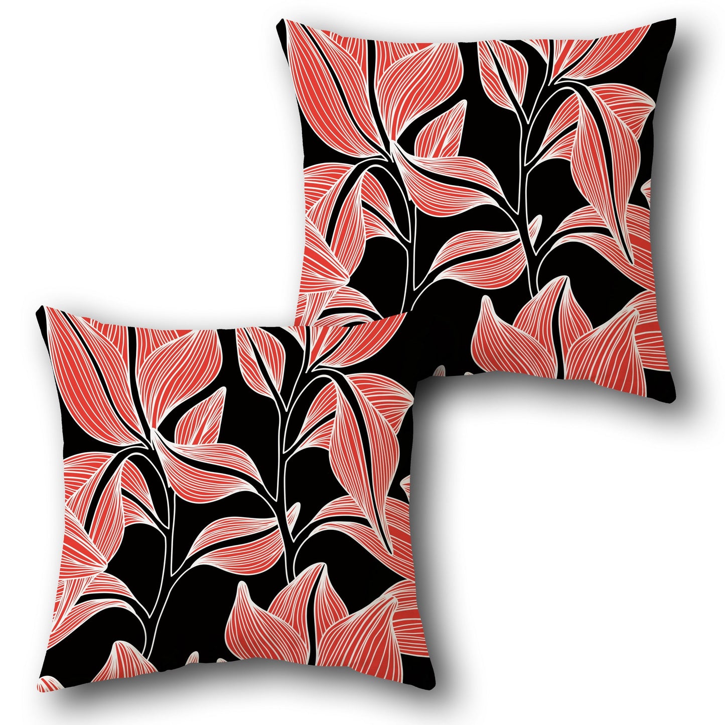 Floral Red & White Patterned Throw Design Single Cushion (Front & Back)