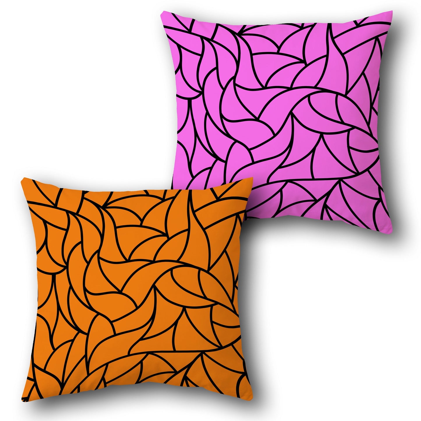 Bold Petal Pattern Throw - Orange & Pink Design Single Cushion (Front & Back)