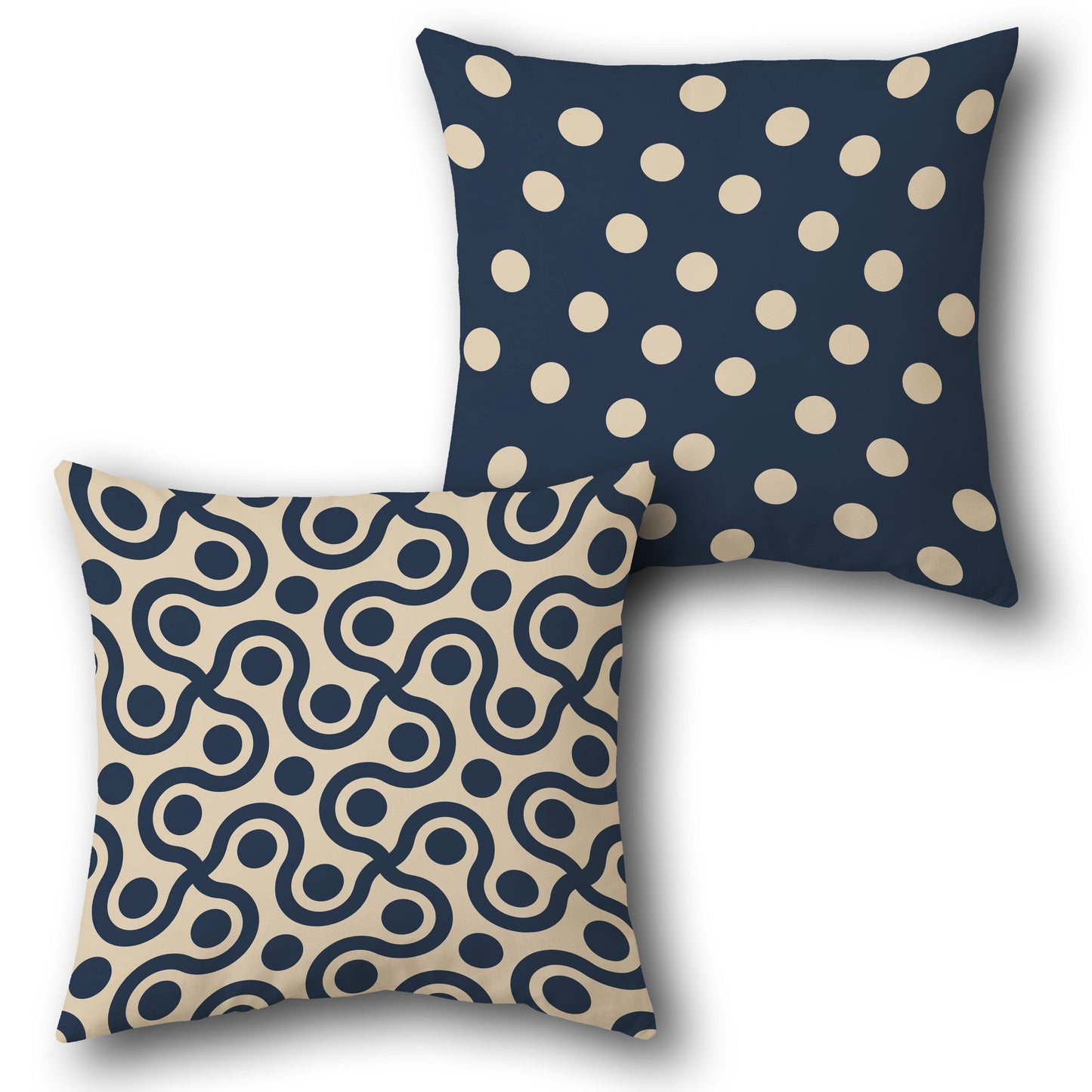 Navy Dot & Loop Pattern Throw Design Single Cushion (Front & Back)