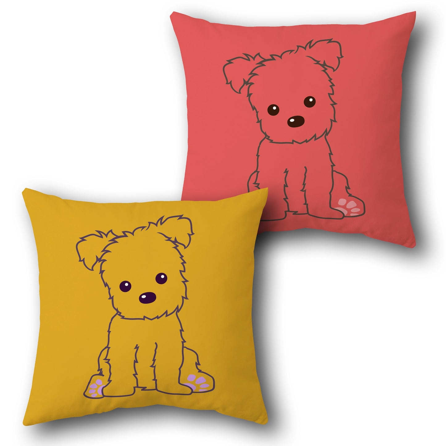 Adorable Puppy Duo Design Cushion Single (Front & Back)