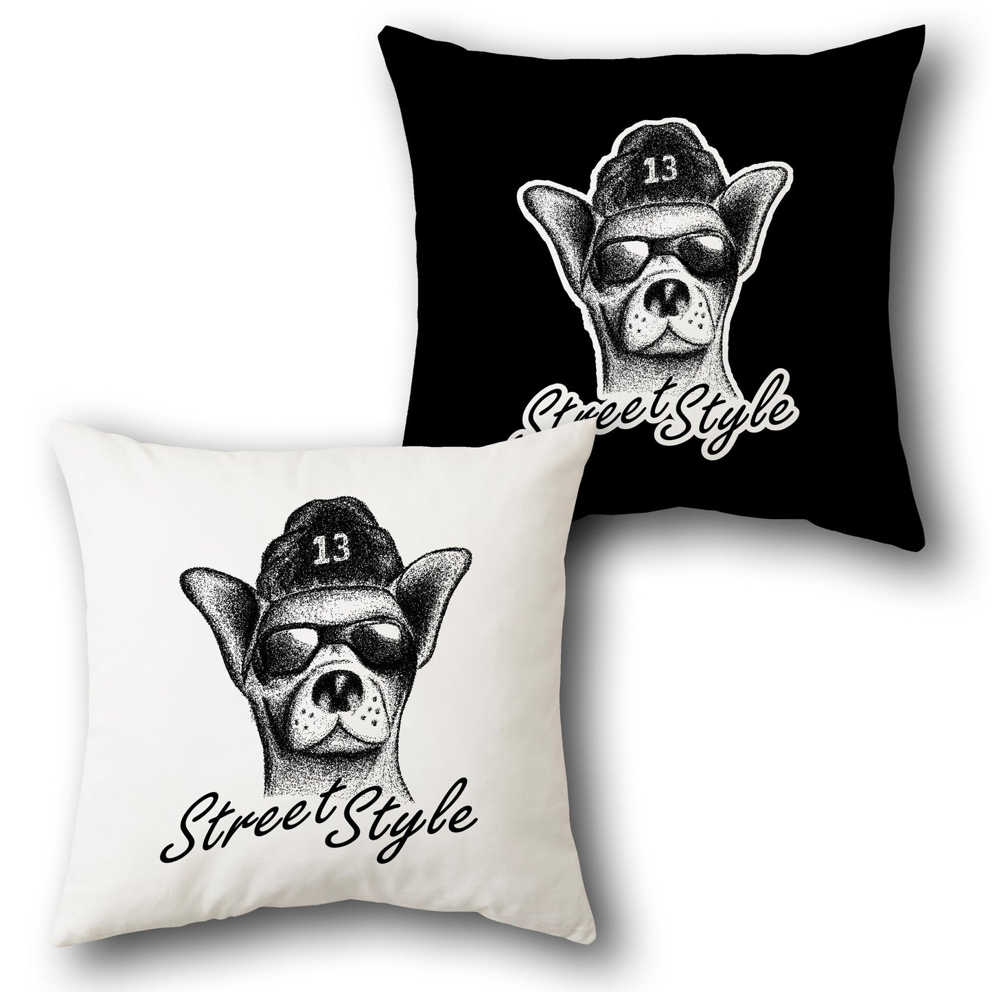 Street Style Dog Design Cushion Single (Front & Back)
