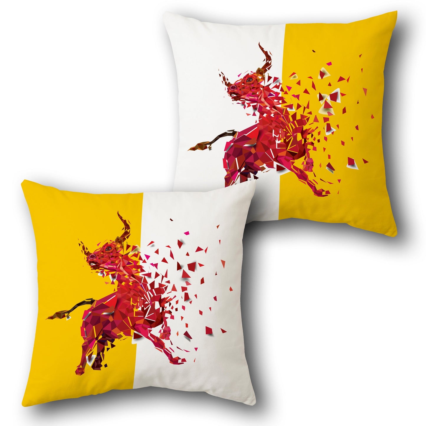 Geometric Bull Energy Throw Design Cushion Single (Front & Back)