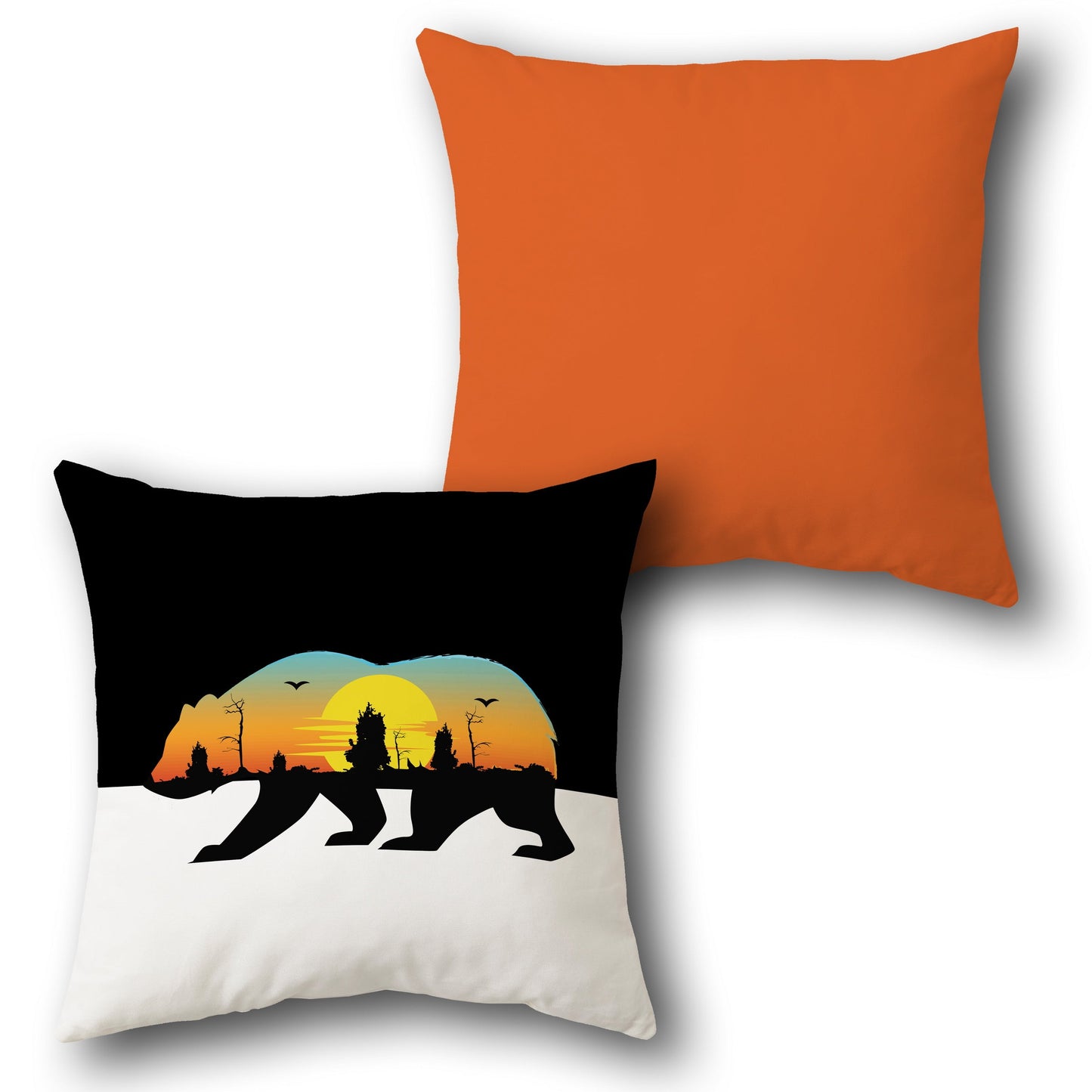Sun Wilderness Bear Design Cushion Single (Front & Back)