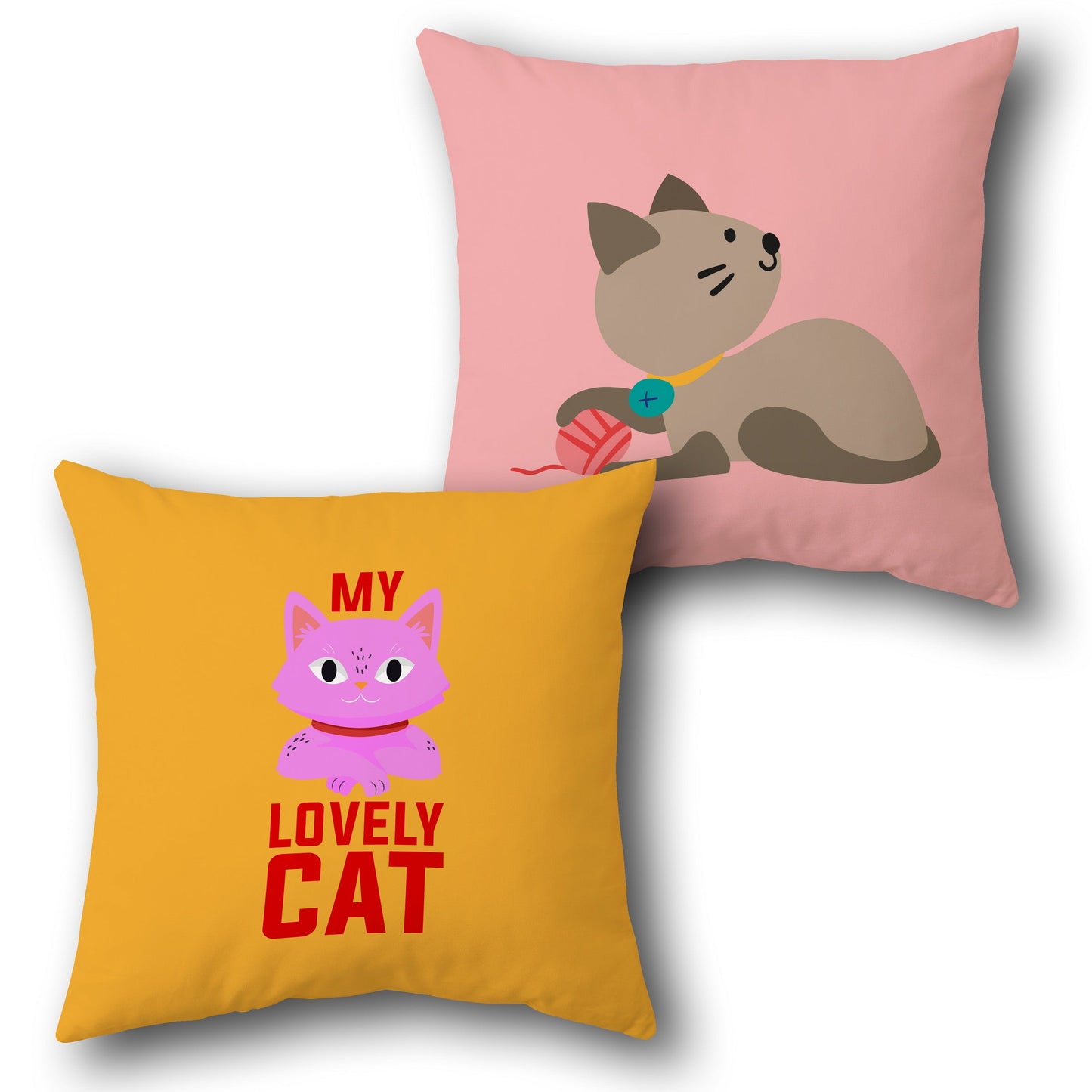 Lovely Cat Color Pop Design Cushion Single (Front & Back)