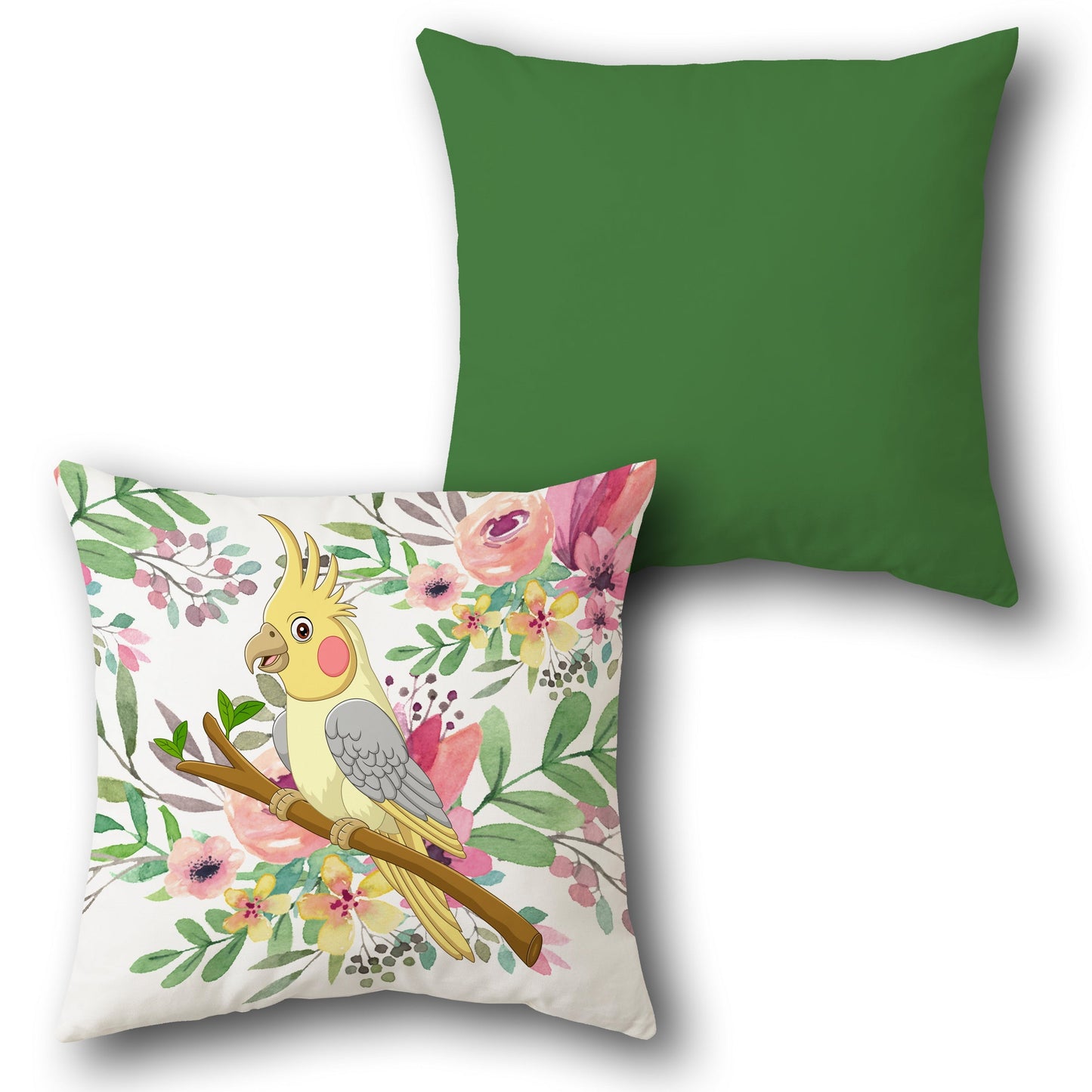 Cockatiel Blossom Design Cushion Single (Front & Back)