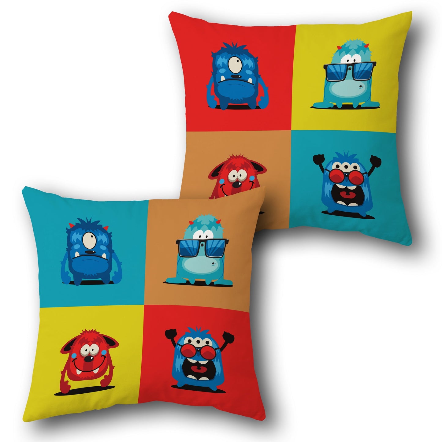 Colorful Monster Mash Design Cushion Single (Front & Back)