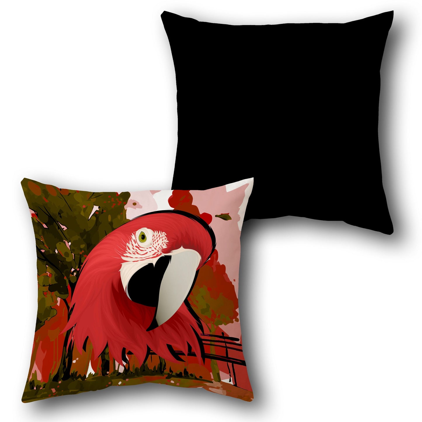 Scarlet Macaw Artistic Design Cushion Single (Front & Back)