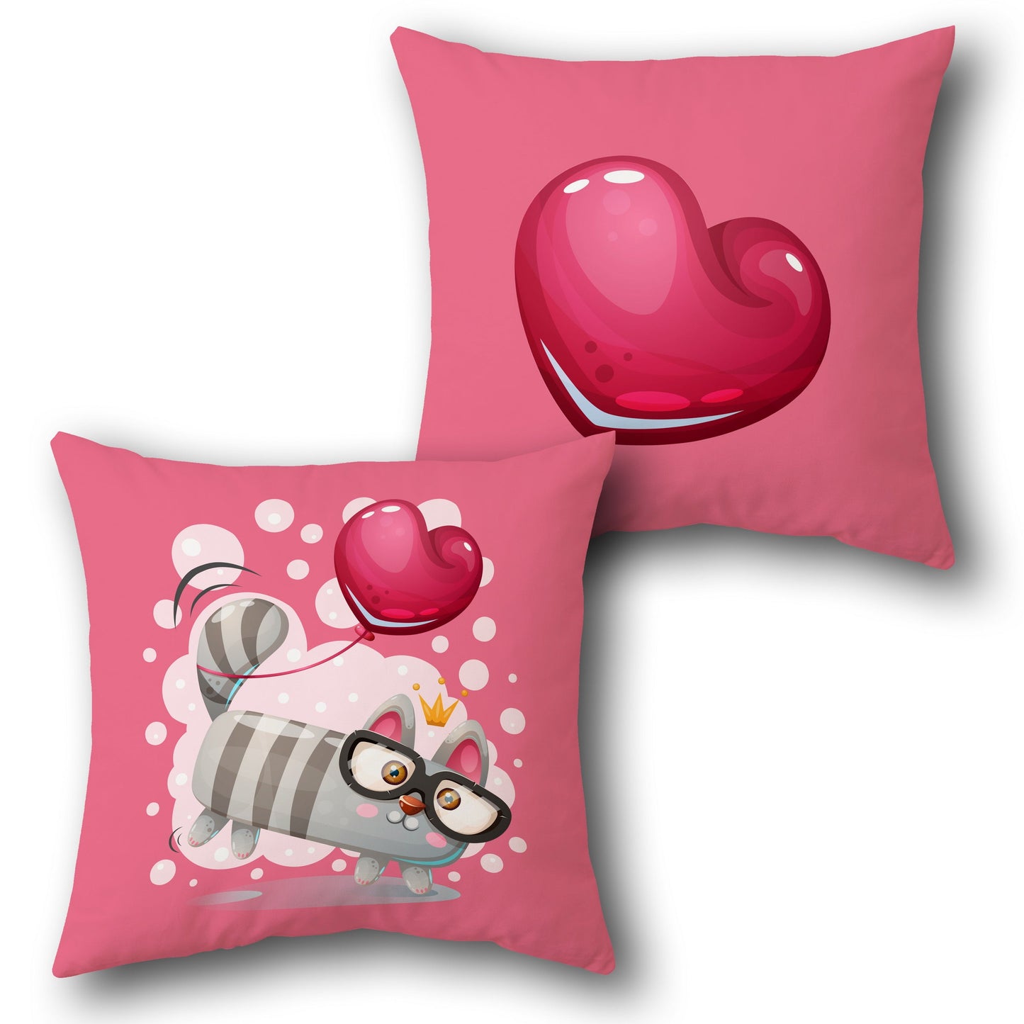 Heart Cat Design Cushion Single (Front & Back)