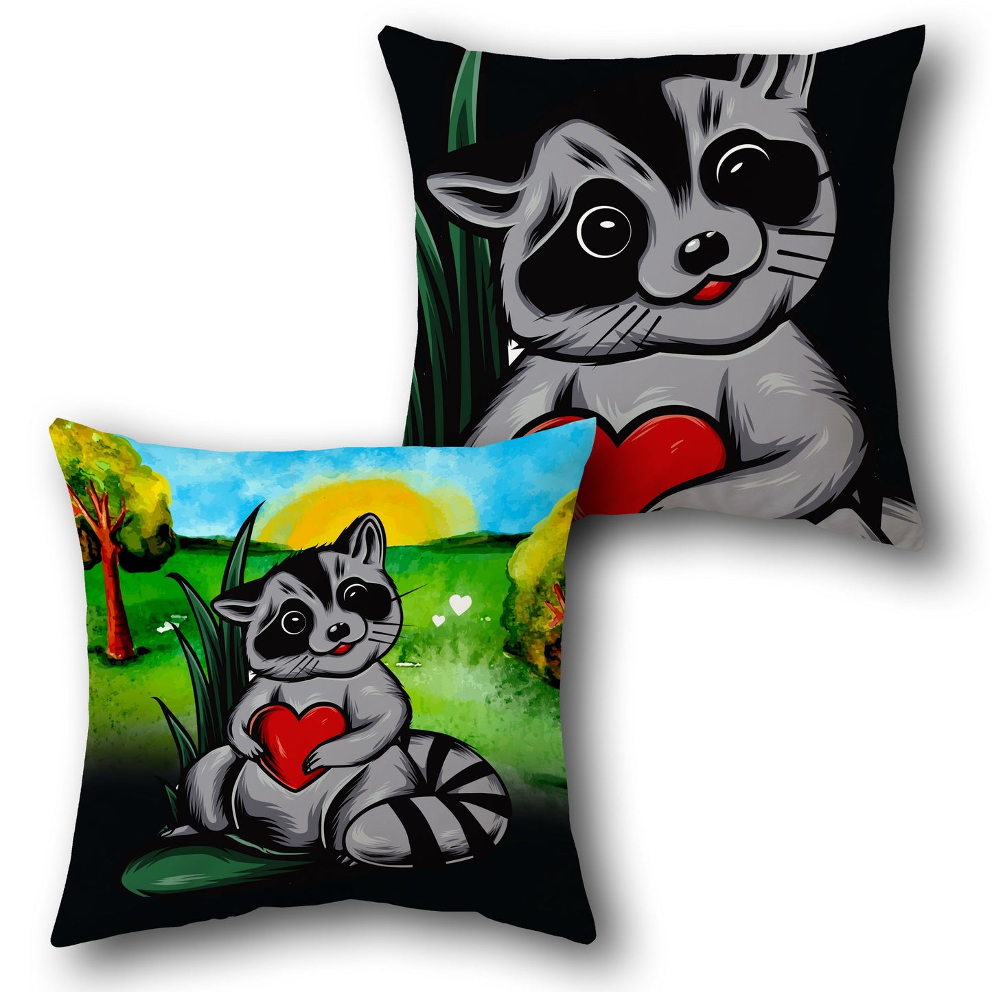 Heartfelt Raccoon Design Cushion Single (Front & Back)