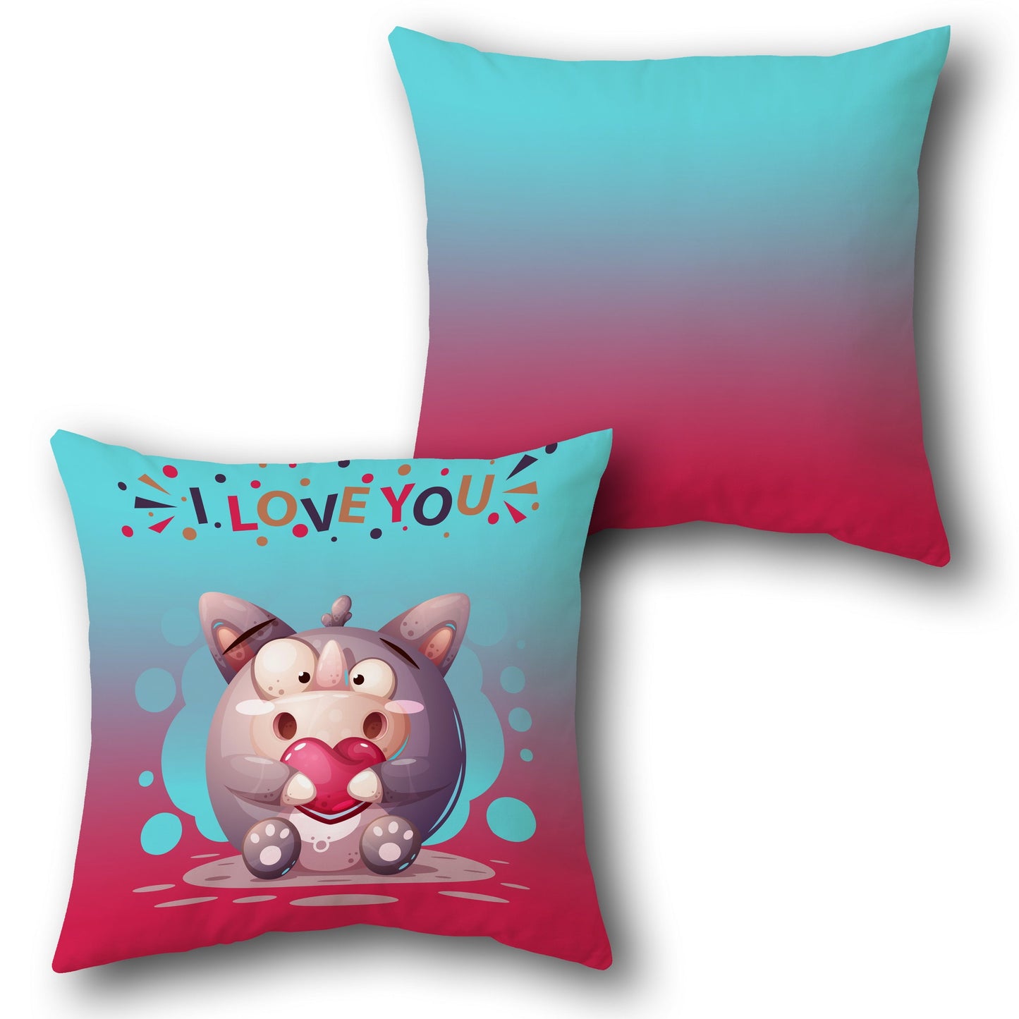 I Love You Cute Animal Design Cushion Single (Front & Back)