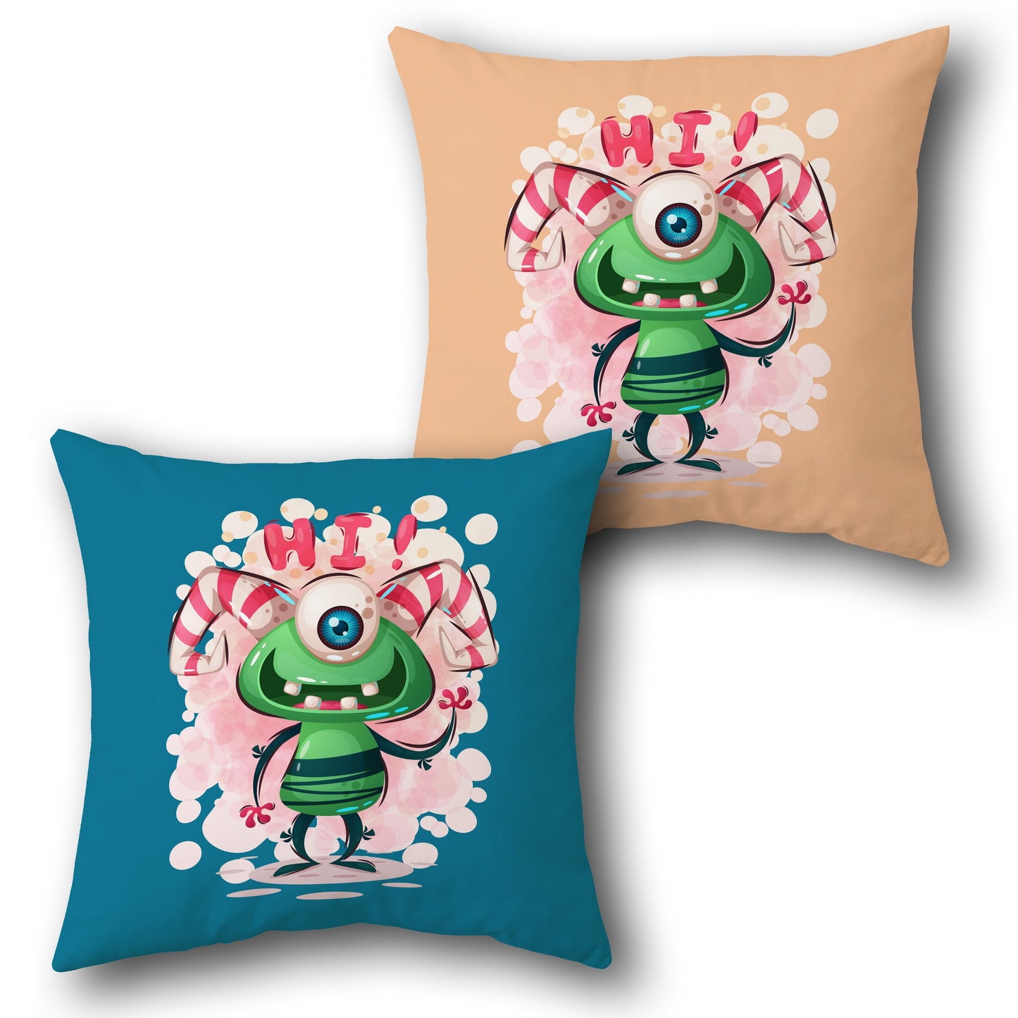 Hi! Cute Cyclops Monster Design Cushion Single (Front & Back)