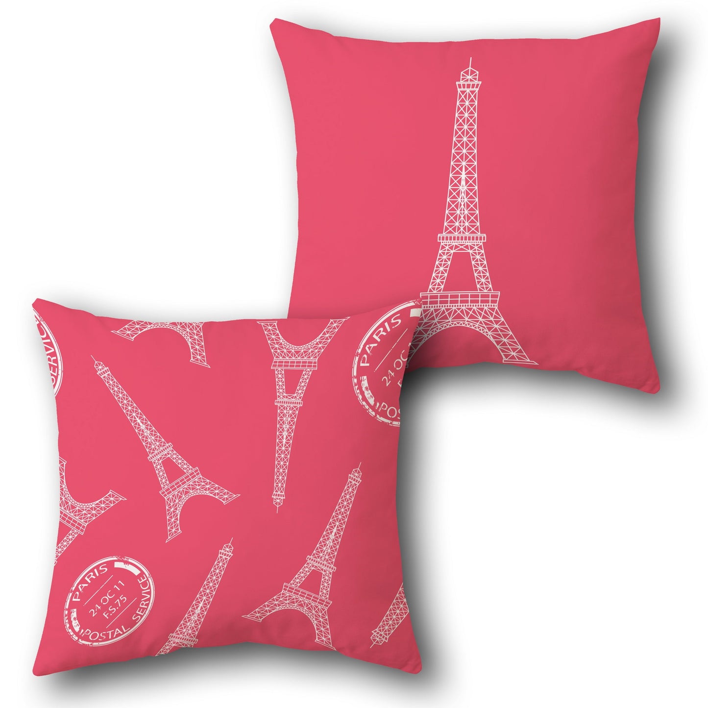 Eiffel Tower Stamp Design Cushion Single (Front & Back)