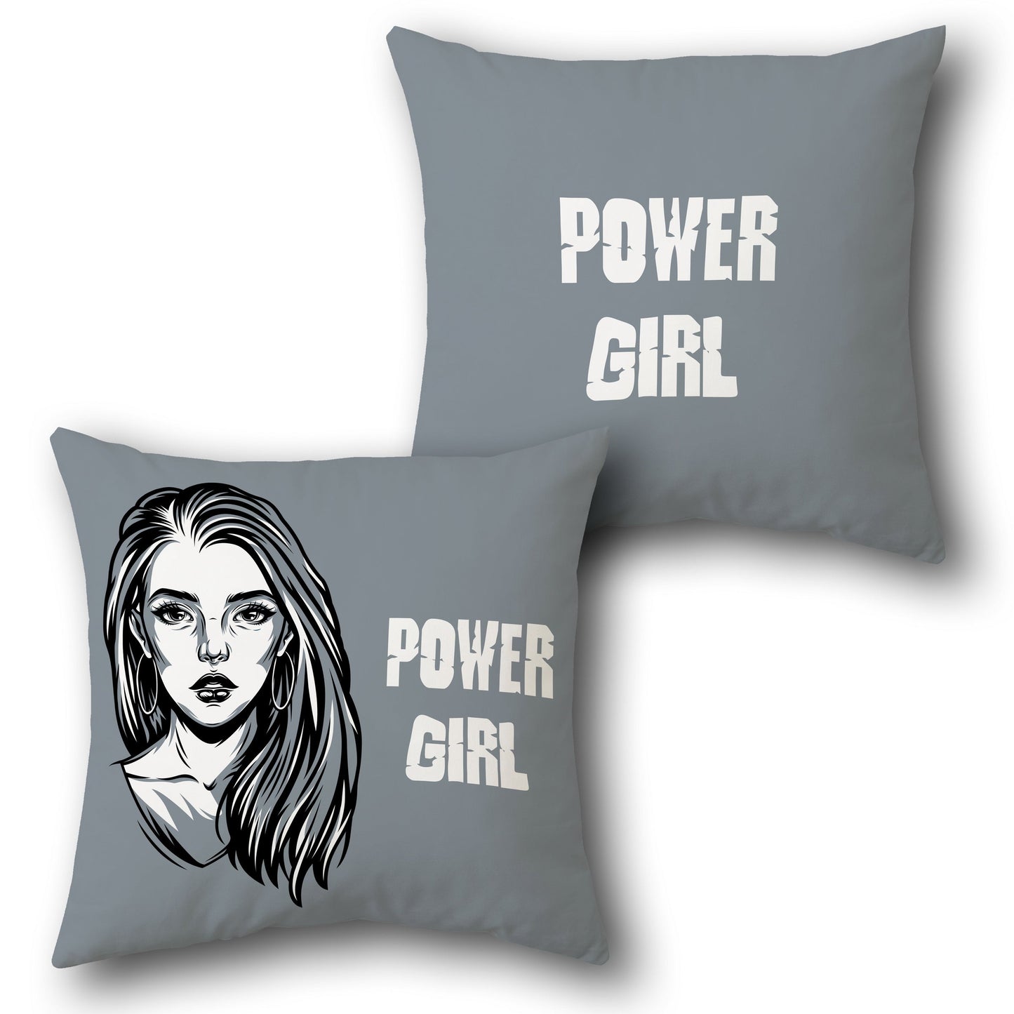 Grey Power Girl Decorative Design Cushion Single (Front & Back)