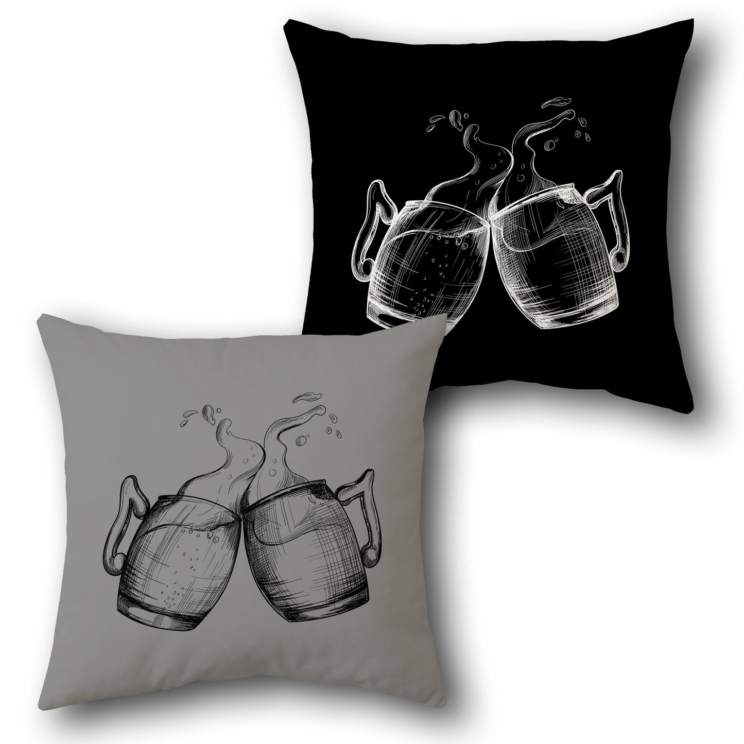 Cheers Beer Mug Design Cushion Single (Front & Back)