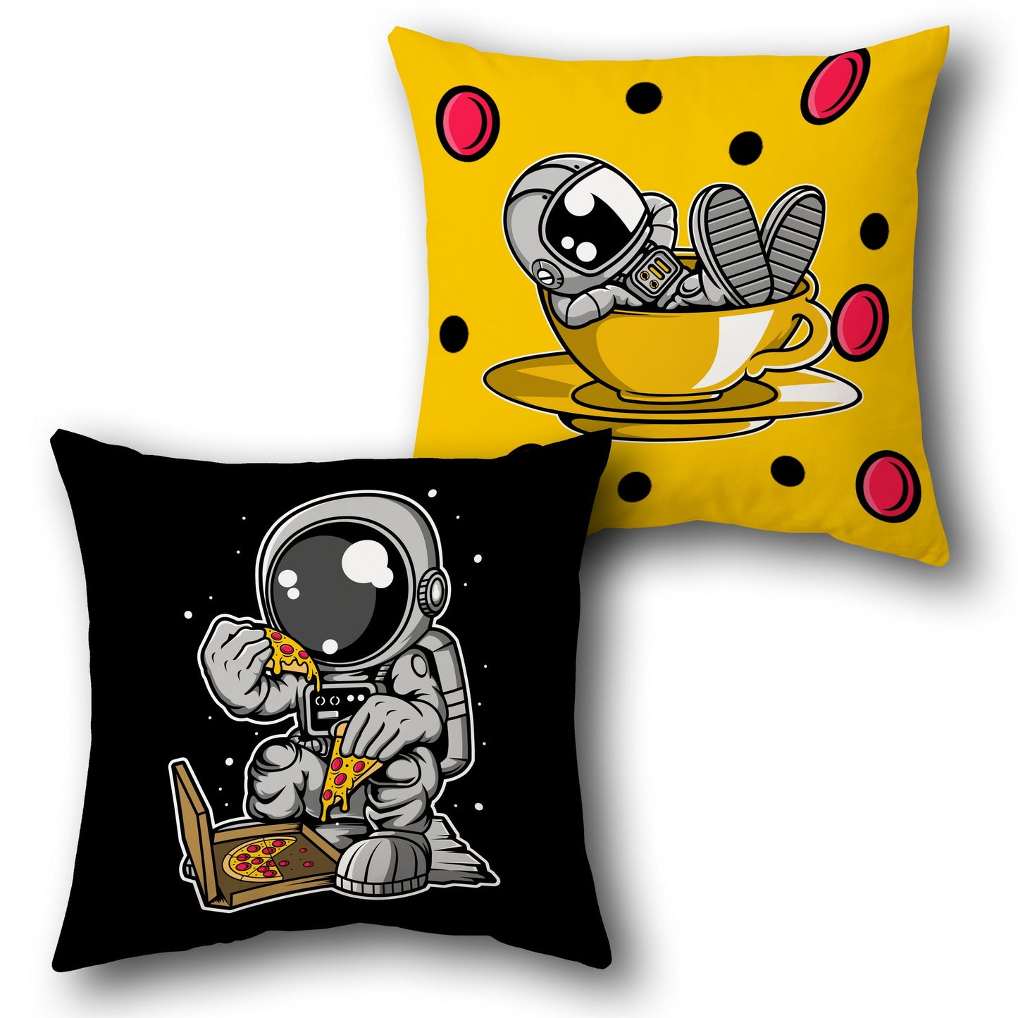 Cozy Cosmos & Pizza Space Design Cushion Single (Front & Back)