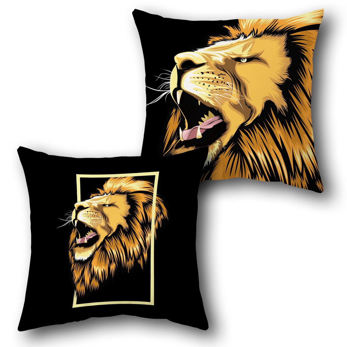 Majestic Lion Roar Cushion (Single Piece | Front & Back Design)
