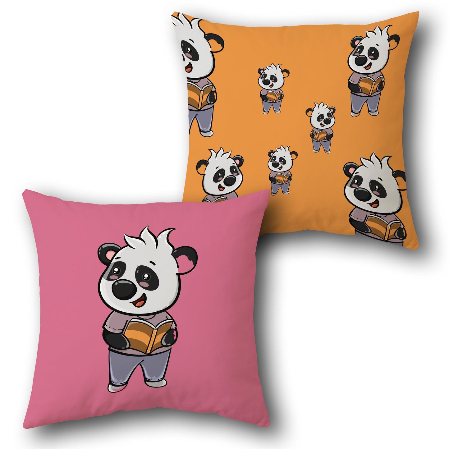 “Panda Reads” Reversible Pillow (Cute Study Buddy Edition)