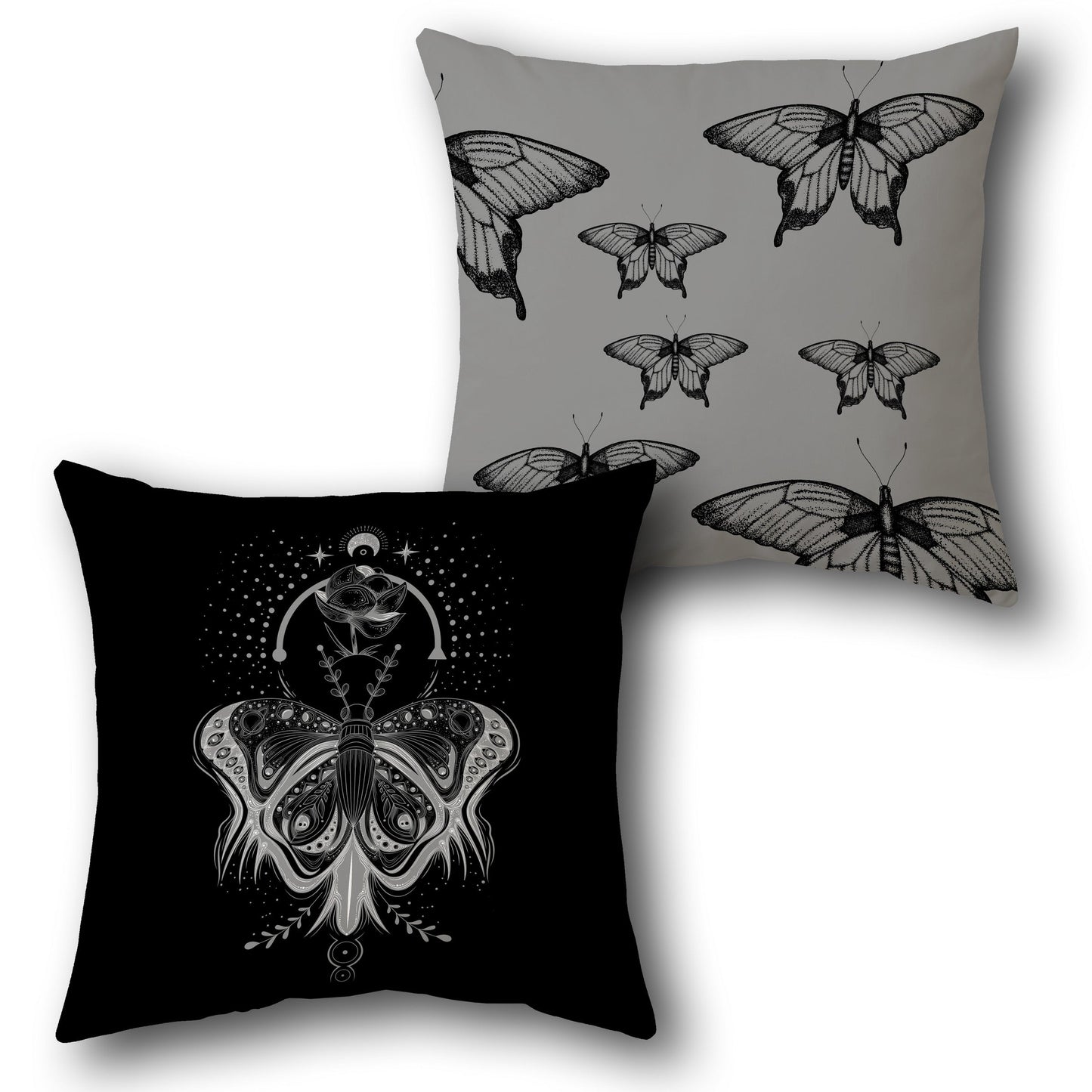 “Mystic Moth” Reversible Pillow (Boho Butterfly & Occult Lunar Art)