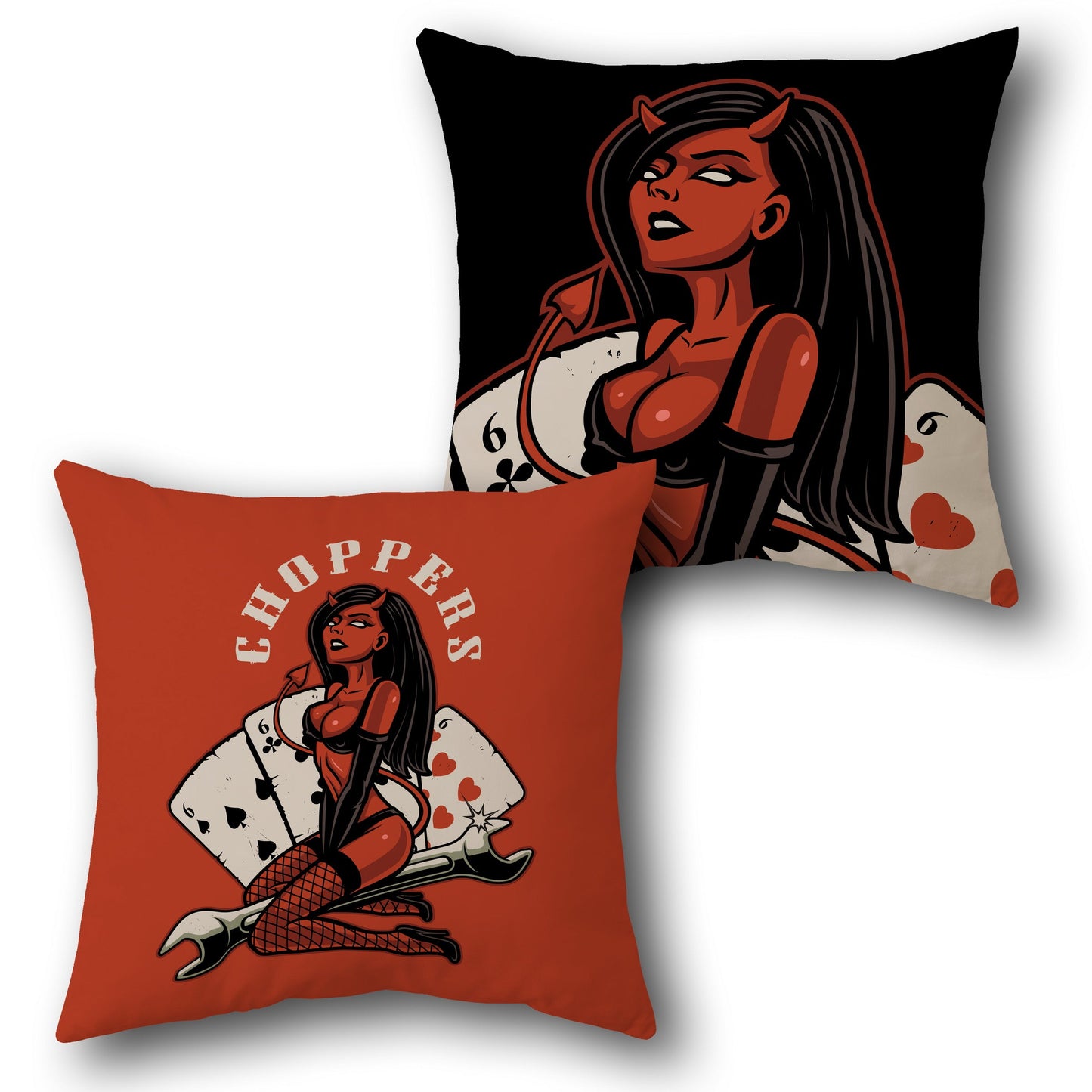 Devil Pin-Up Choppers Cushion (Front & Back Print)