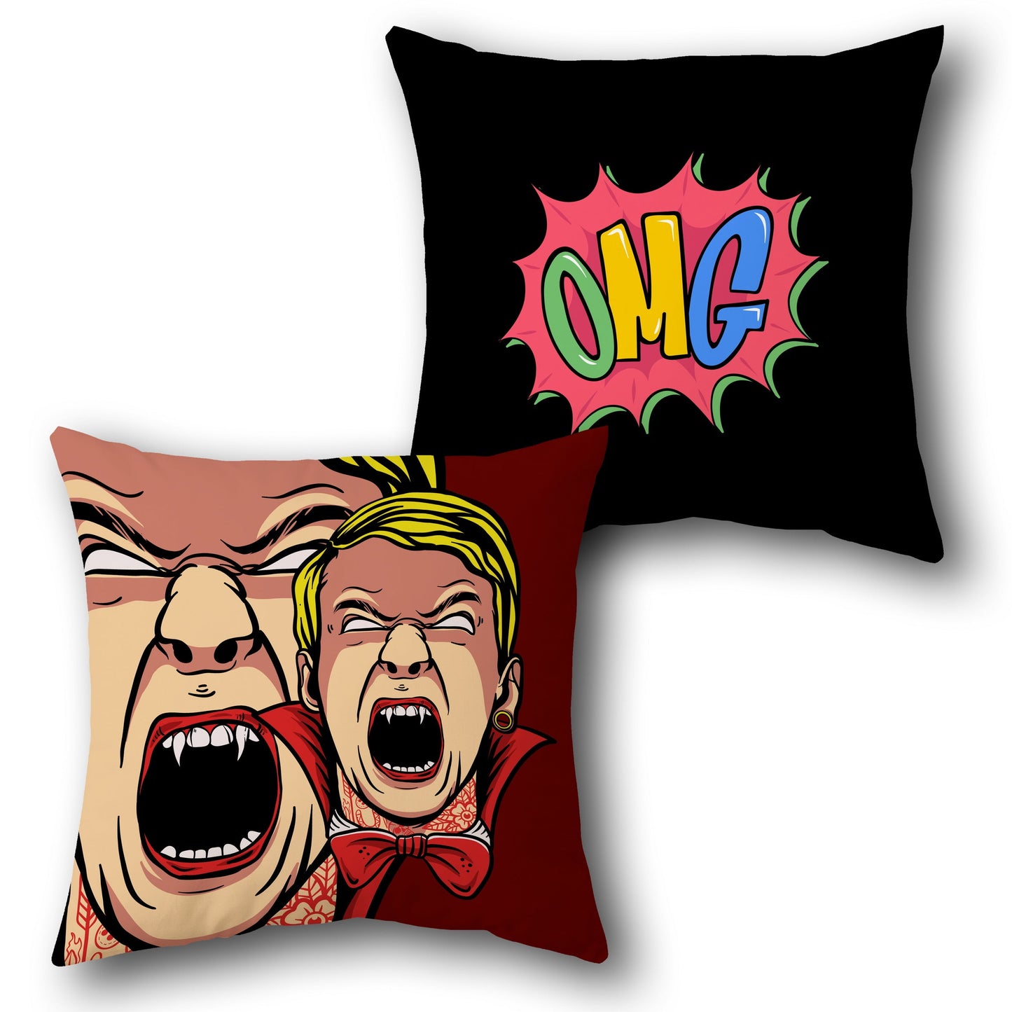 OMG Vampire Pop Art Cushion (Double-Sided)
