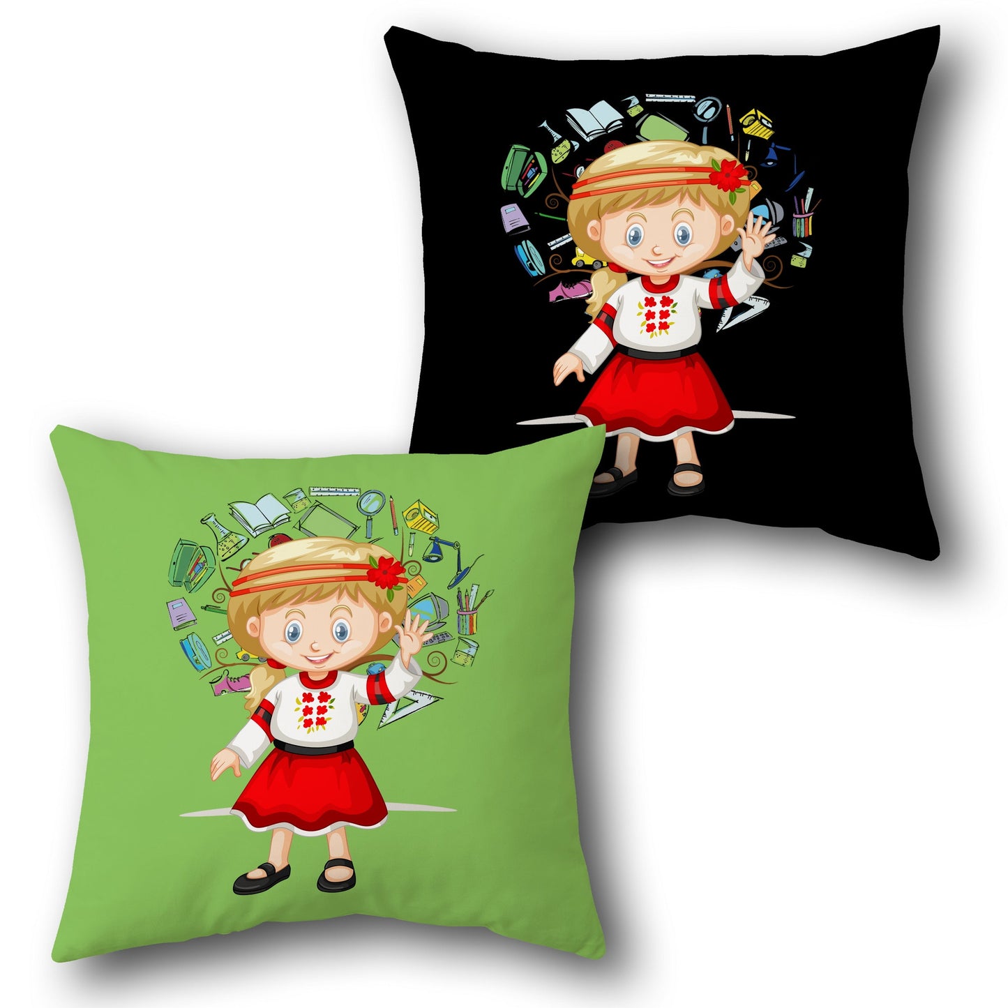 Traditional School Girl Cushion (Front & Back)