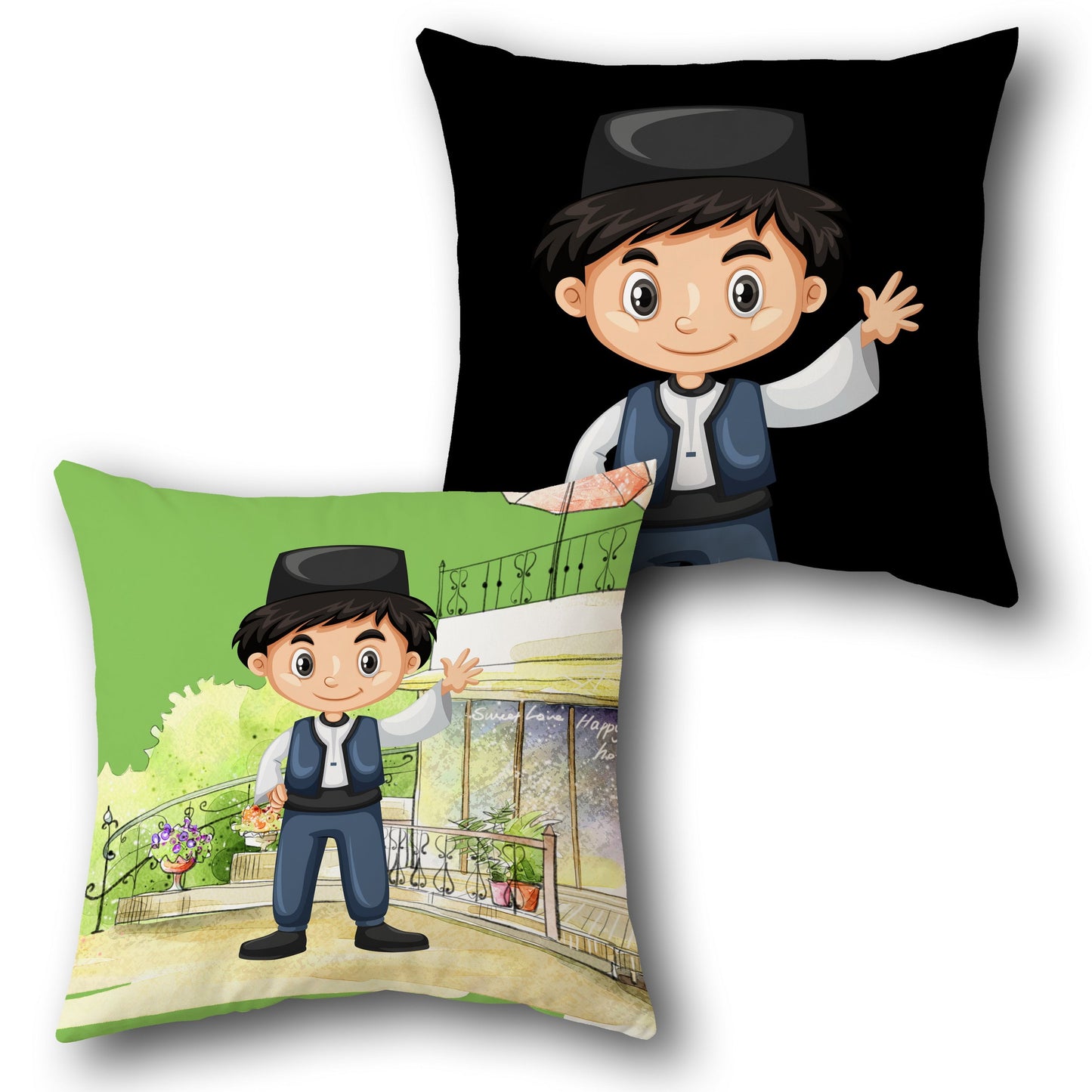 Traditional Boy in Vest Cushion (Front & Back)