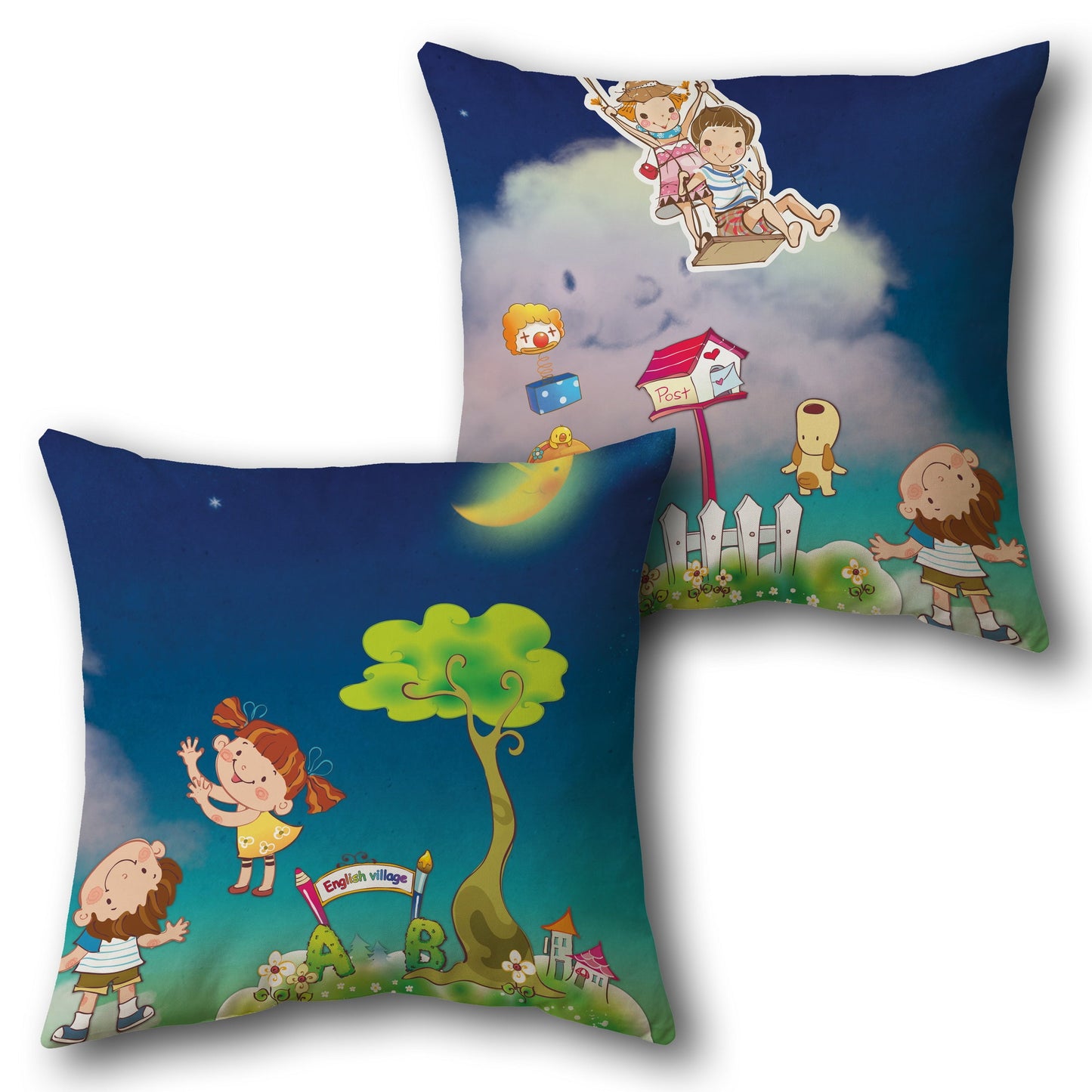 Dreamy Village Design Cushion Single (Front & Back)