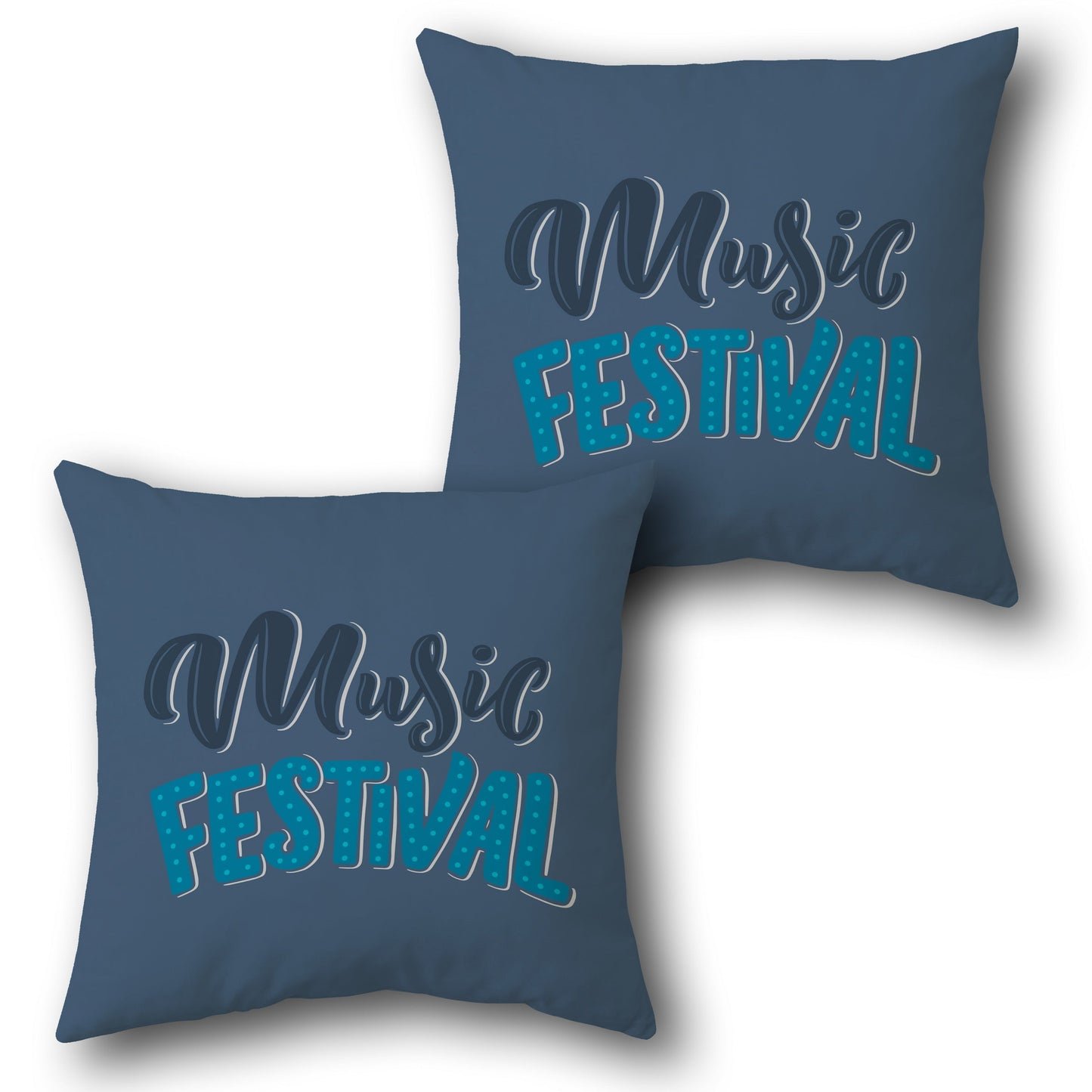 "Music Festival Decorative " in Navy Blue Design Cushion Single (Front & Back)