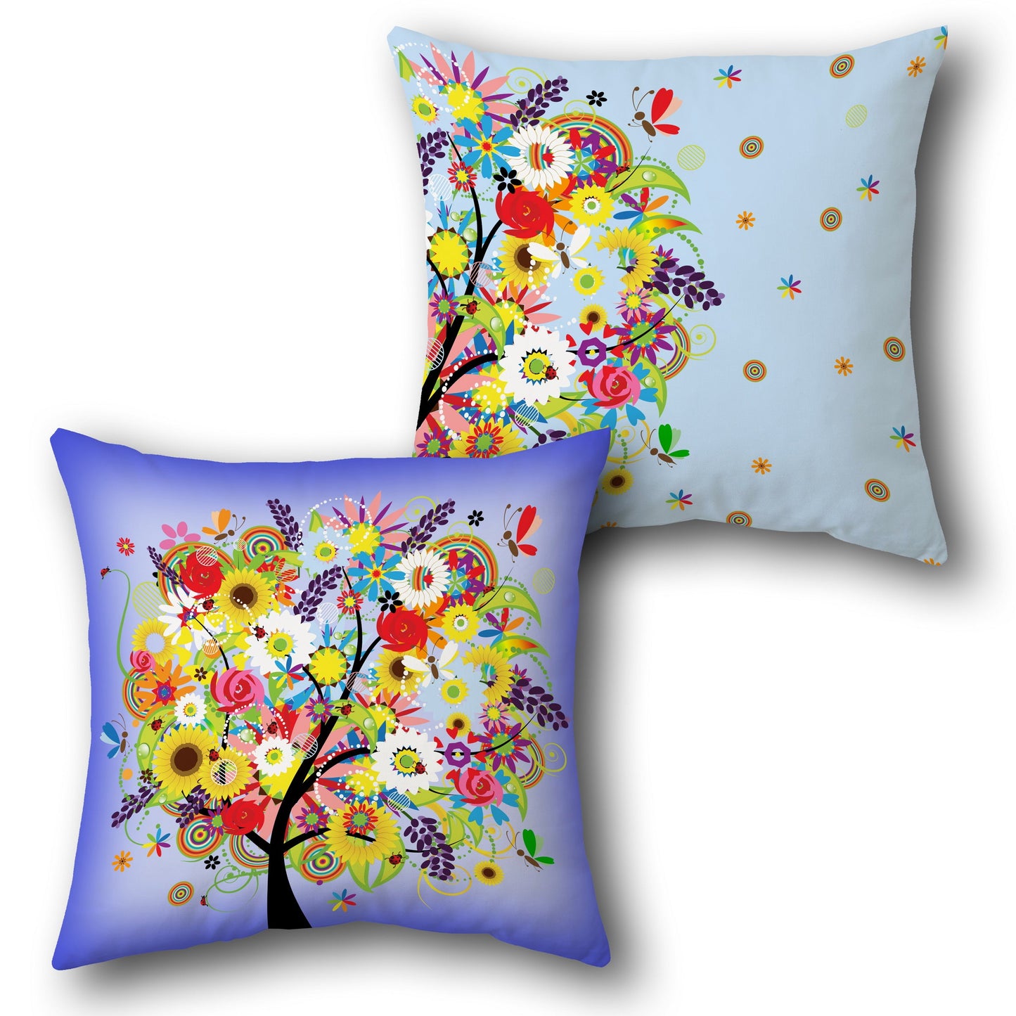 Colorful Blossom Tree Design Cushion Single (Front & Back)