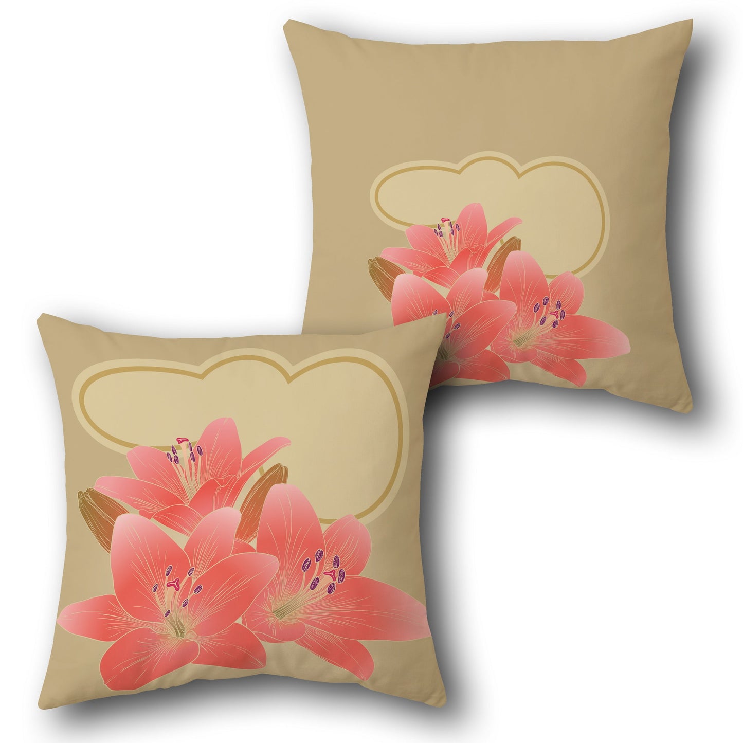 Elegant Lily Decorative Design Cushion Single (Front & Back)