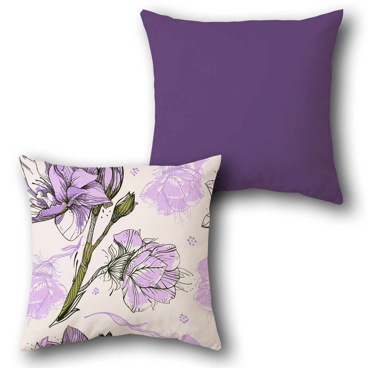 Purple Floral Throw Design Cushion Single (Front & Back)