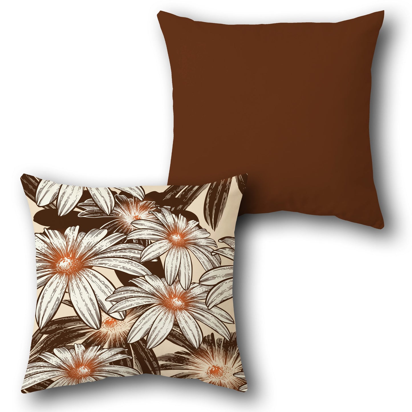 Floral Harmony Brown Design Cushion Single (Front & Back)