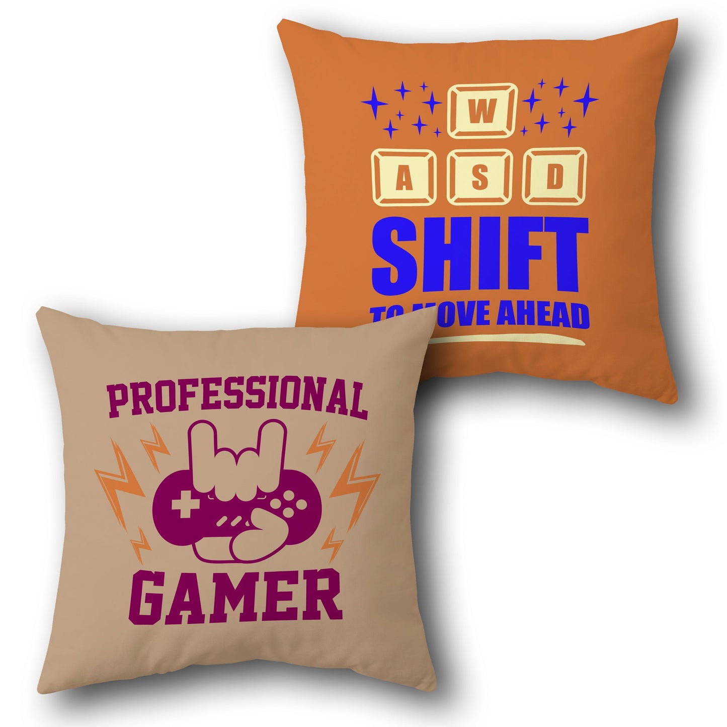 Pro Gamer & WASD Shift Design Cushion Single (Front & Back)