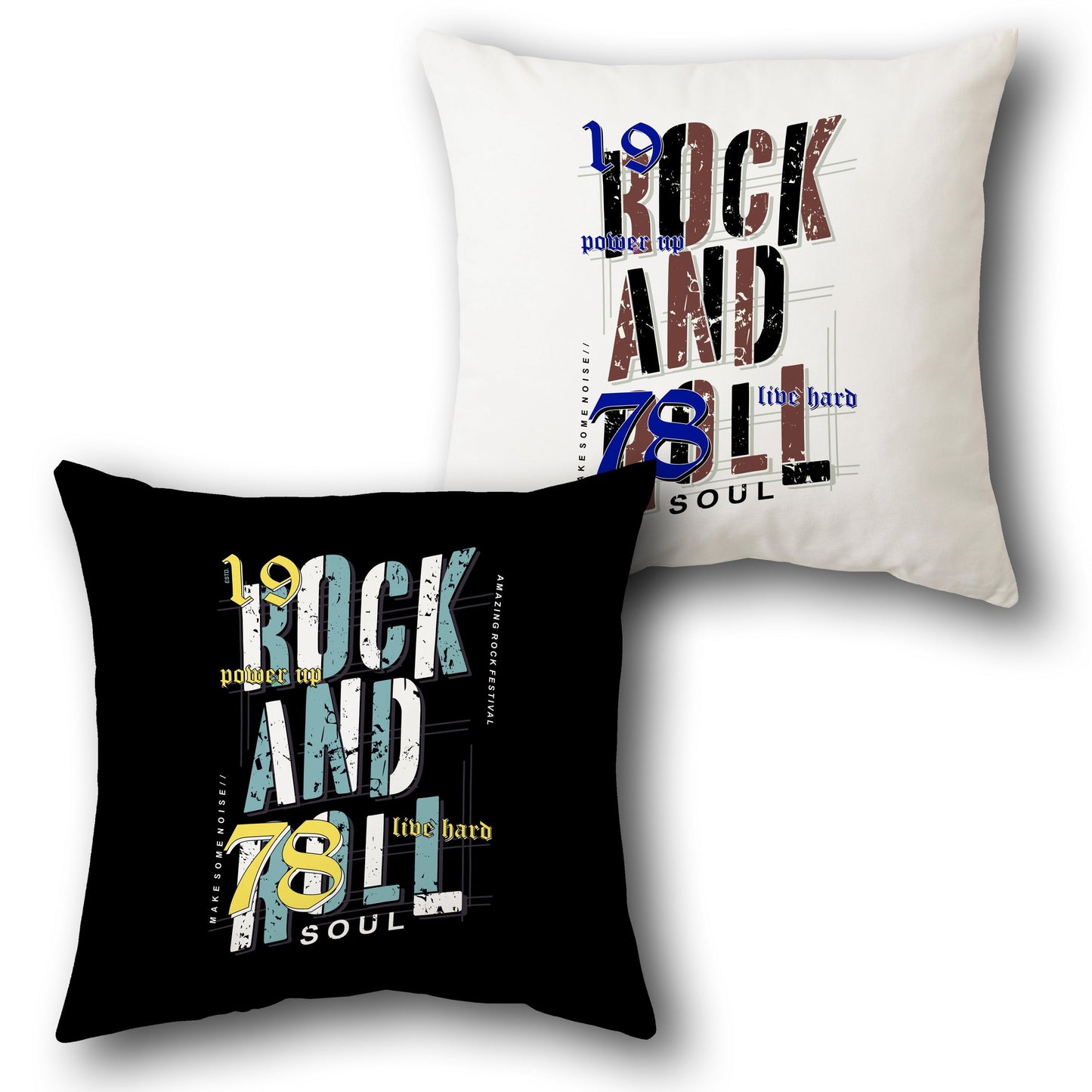 Rock & Soul Typography Throw Design Cushion Single (Front & Back)