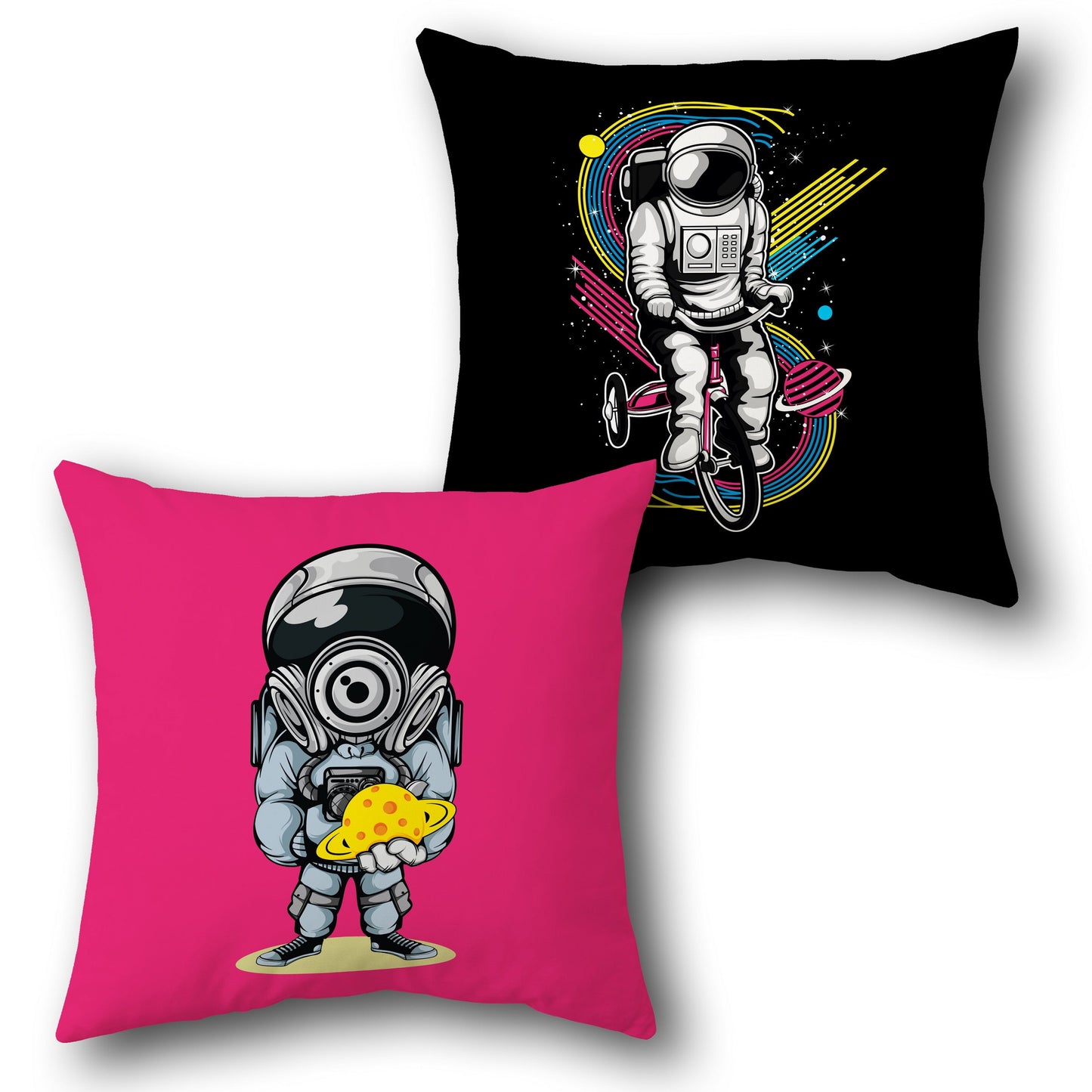 Space Biker & Cheese Hunter Astronaut Design Cushion Single (Front & Back)