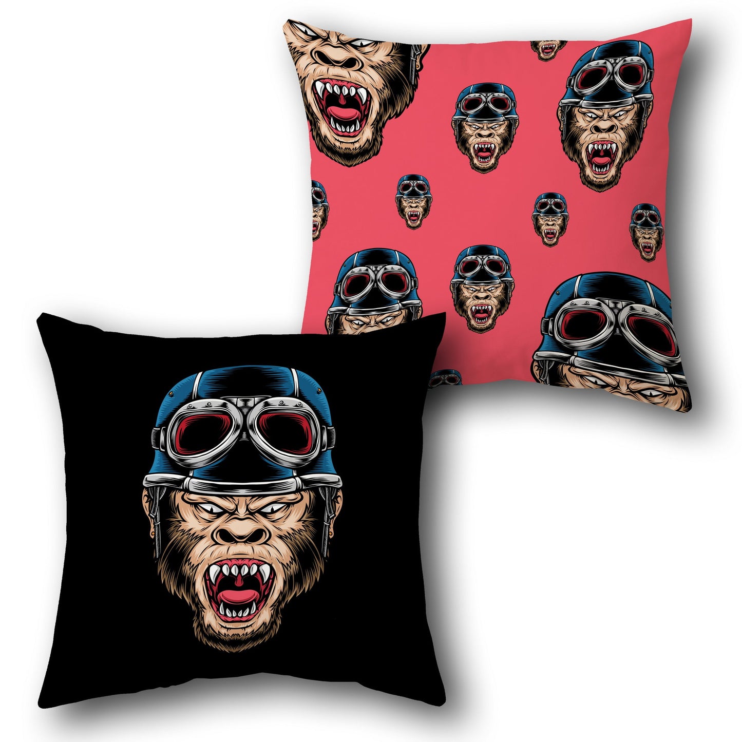 Beast Mode – Gorilla Biker Design Cushion Single (Front & Back)