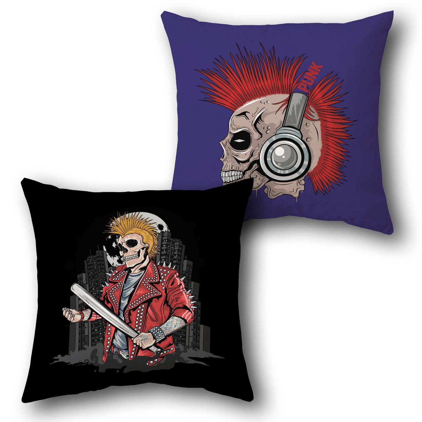 "Punk Skull" Rocker Cushion (Single, Front & Back)