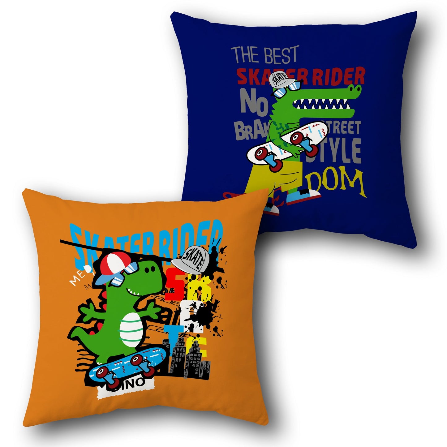 Dino Skater Cushion (Single, Front & Back)