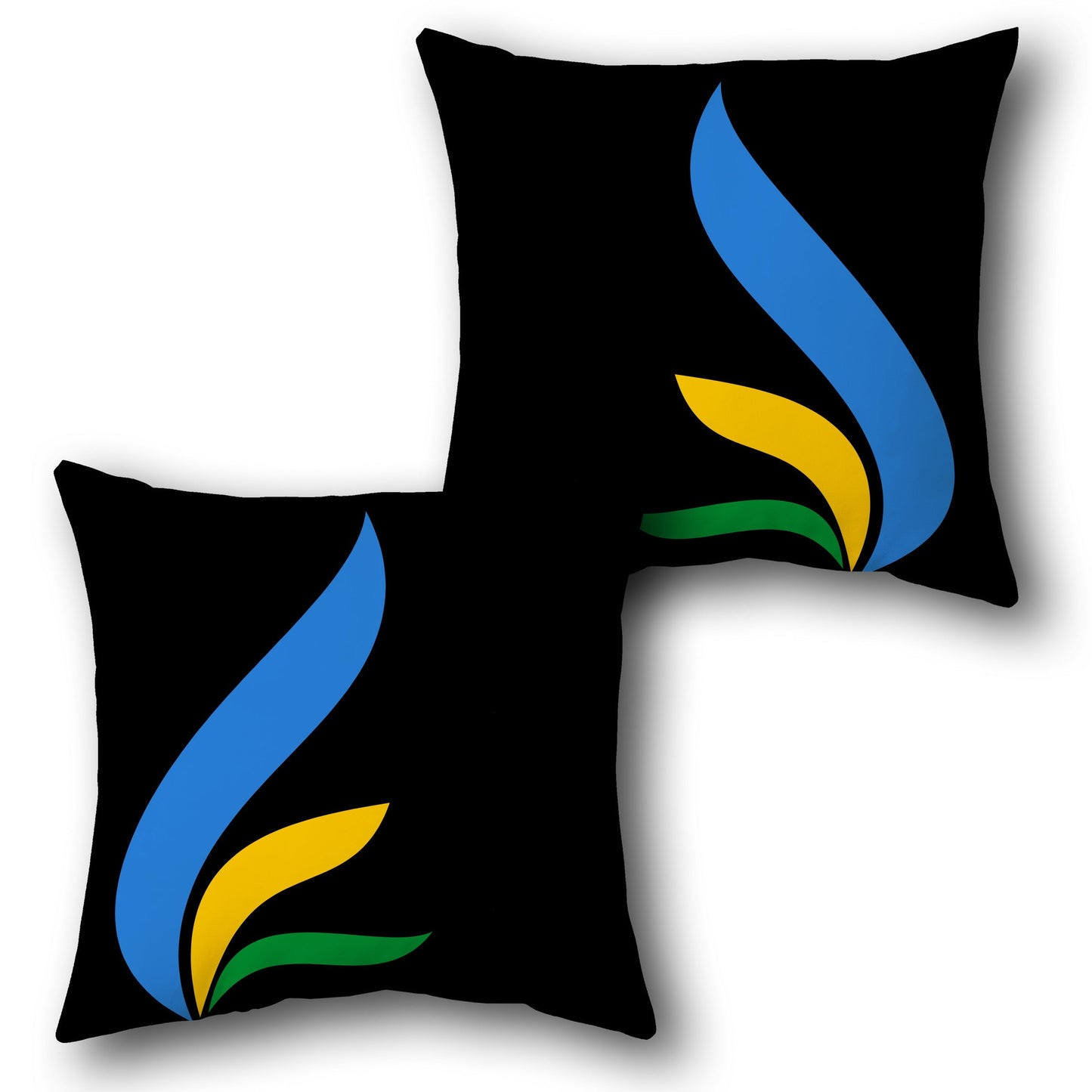 "Flame Symbol" Throw - Black with Multicolor Design Cushion Single (Front & Back)