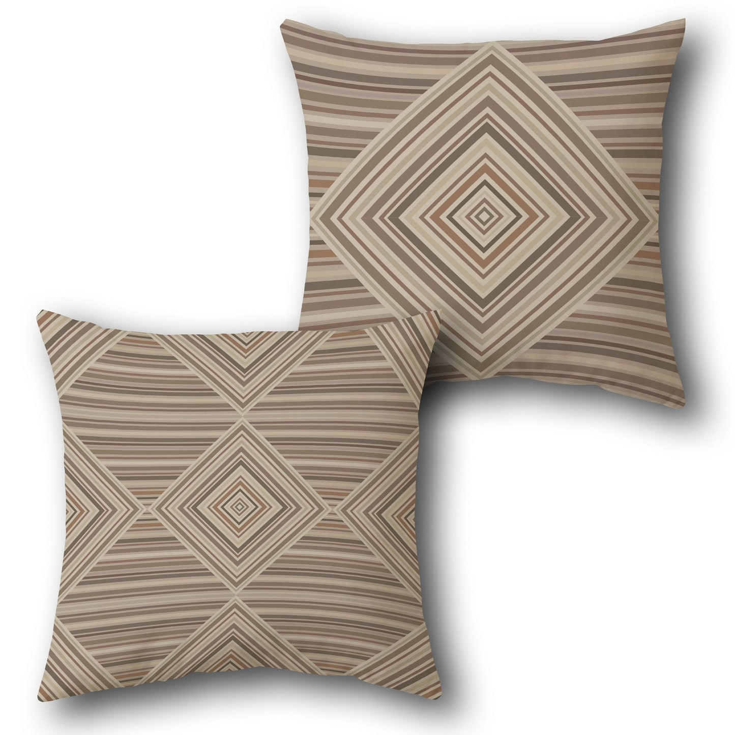 Geometric Diamond Pattern Throw in Earthy Tones Design Cushion Single (Front & Back)