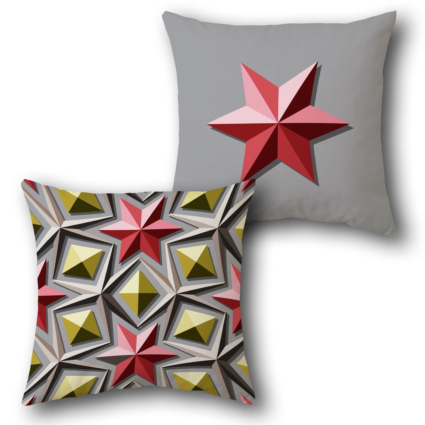 Stellar Prism - Grey & Multicolor Design Cushion Single (Front & Back)