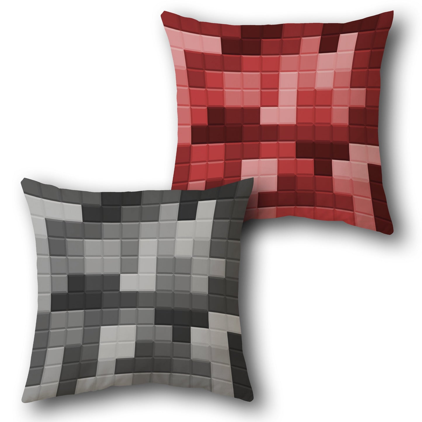 Pixel Block - Red & Grey Design Cushion Single (Front & Back)