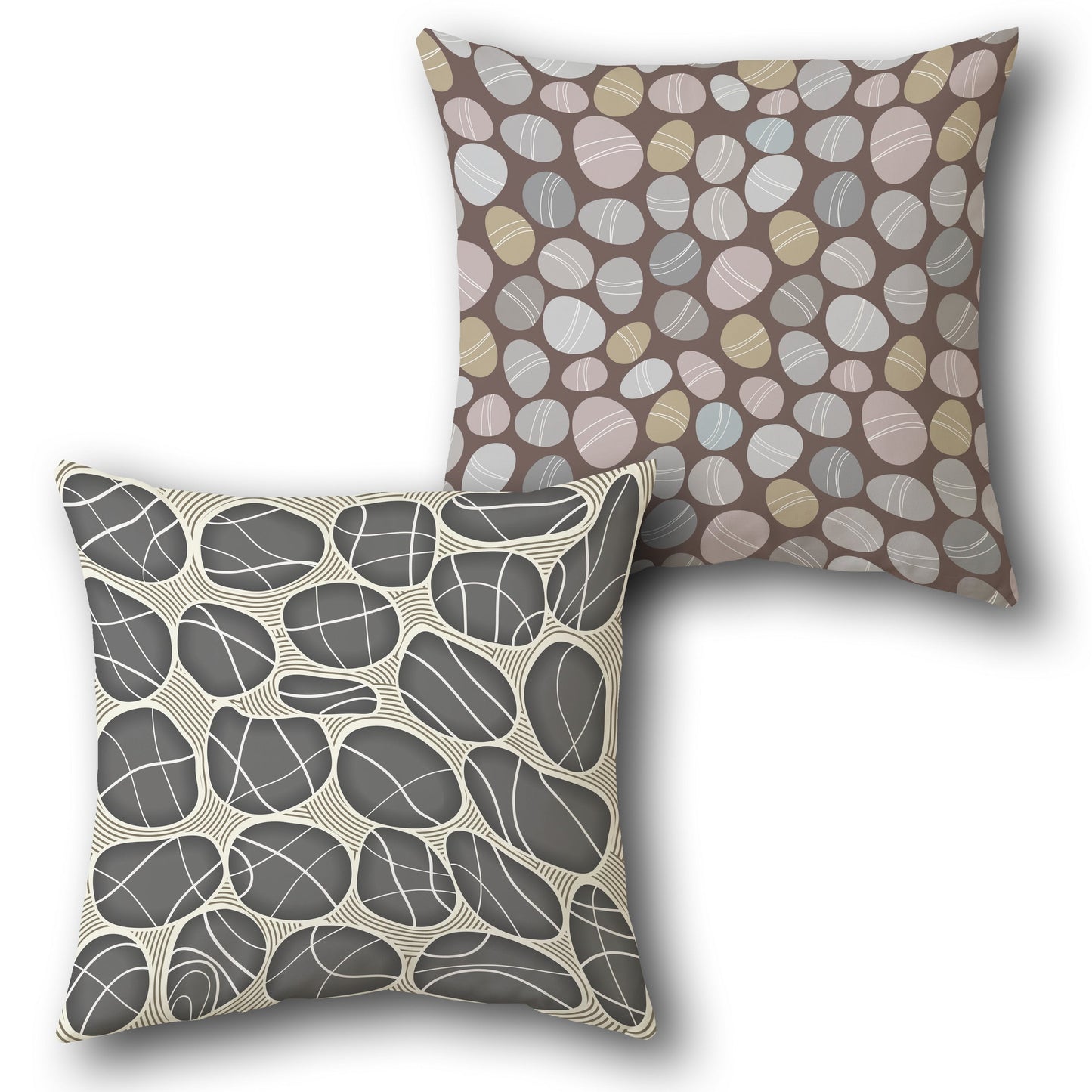 Pebble Path - Brown & Grey Design Cushion Single (Front & Back)