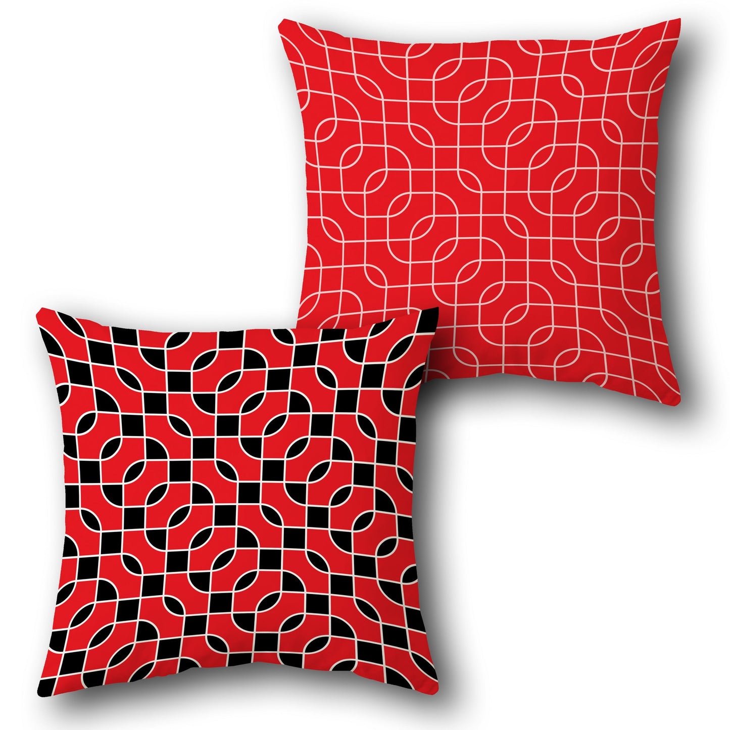 Red and Black Optical Design Cushion Single (Front & Back)